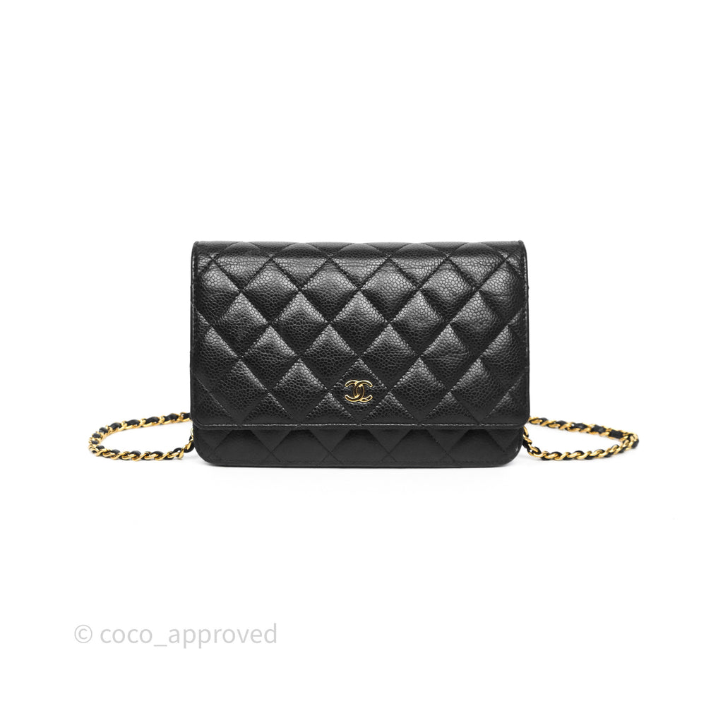 Chanel Quilted WOC Black Caviar Gold Hardware