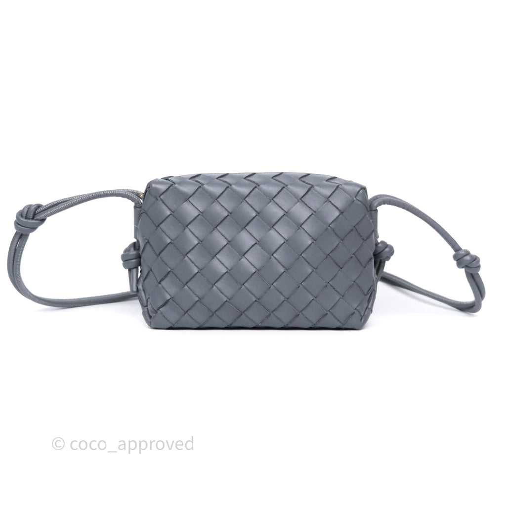 Bottega Veneta Mini Loop Camera Bag Grey Intrecciato Lambskin