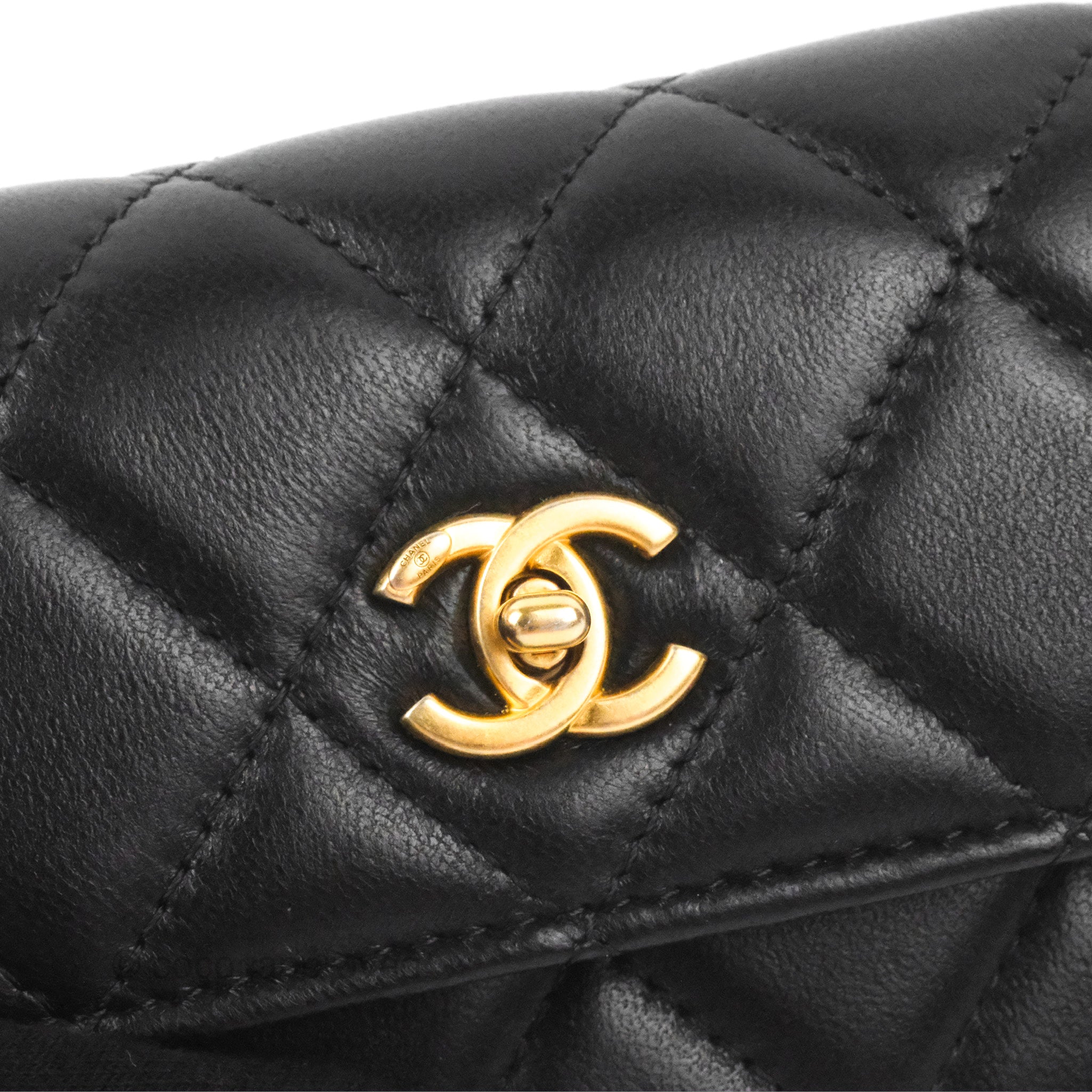 Chanel Pearl Crush Mini Clutch With Chain Black Lambskin Aged Gold Har – Coco  Approved Studio