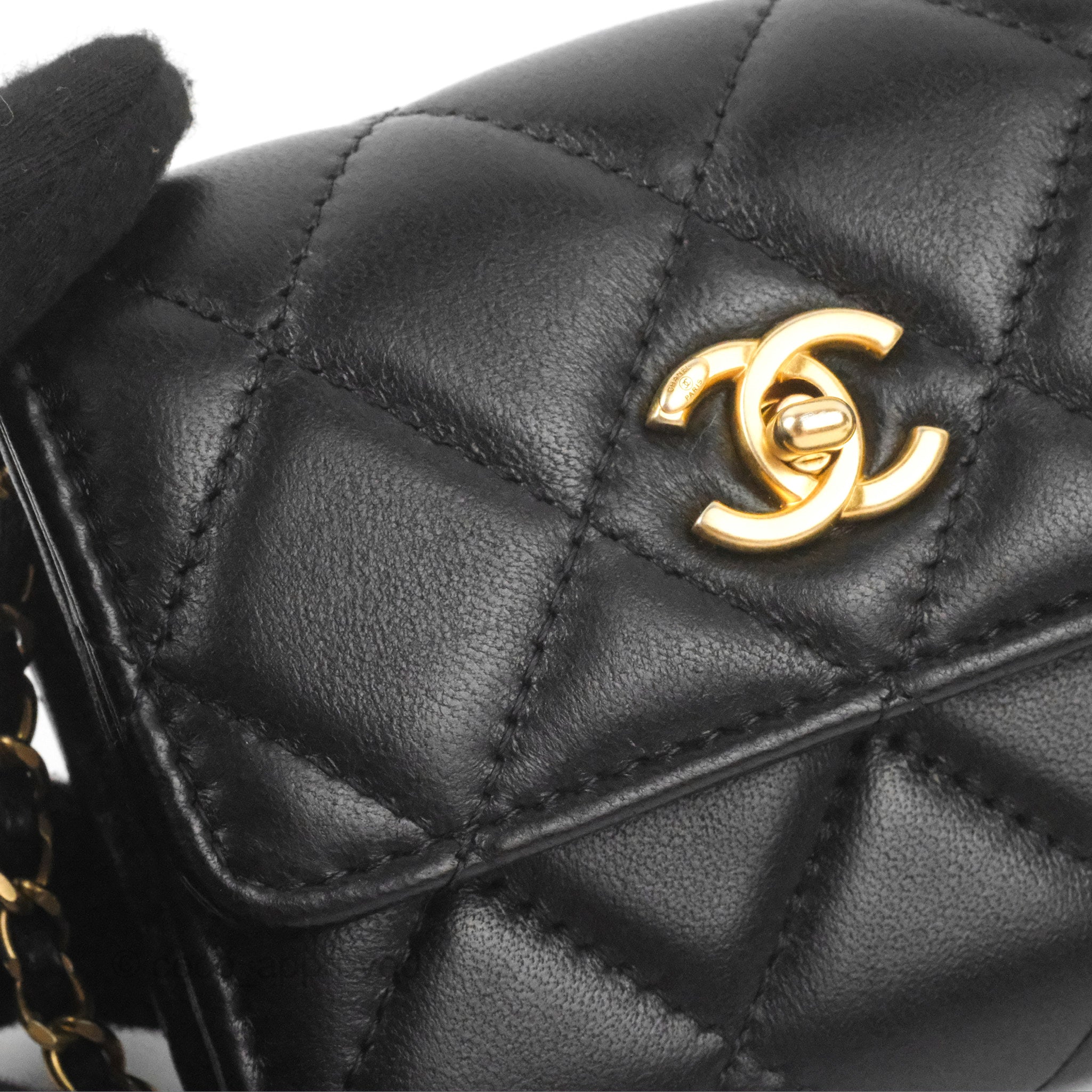 Chanel Pearl Crush Mini Clutch With Chain Black Lambskin Aged Gold Har – Coco  Approved Studio