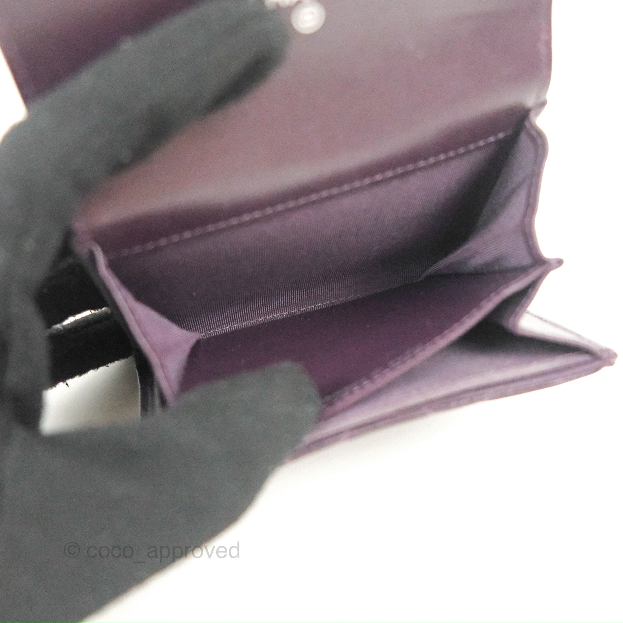 Chanel Classic Flap Coin Purse Dark Purple Lambskin Silver Hardware – Coco  Approved Studio