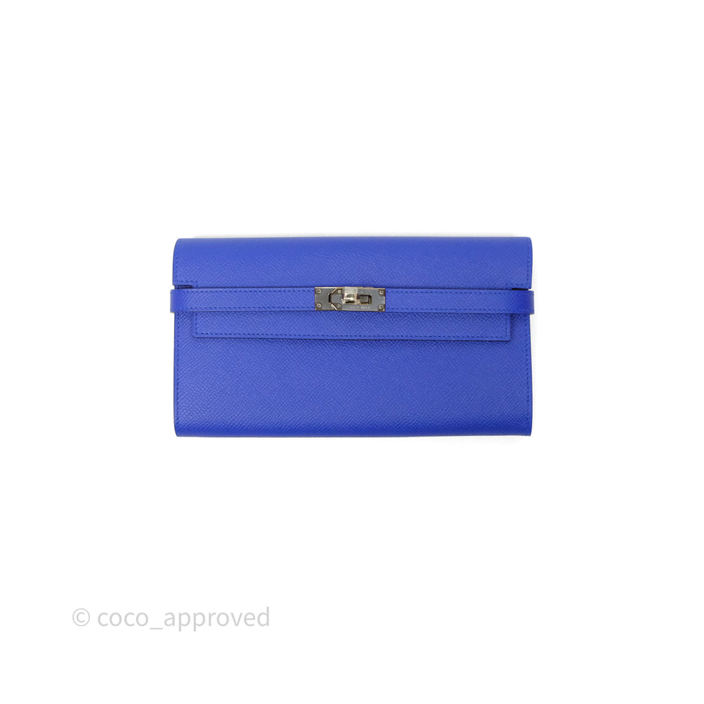 Hermès Kelly Wallet Bleu Électrique 7T Epsom Palladium Hardware