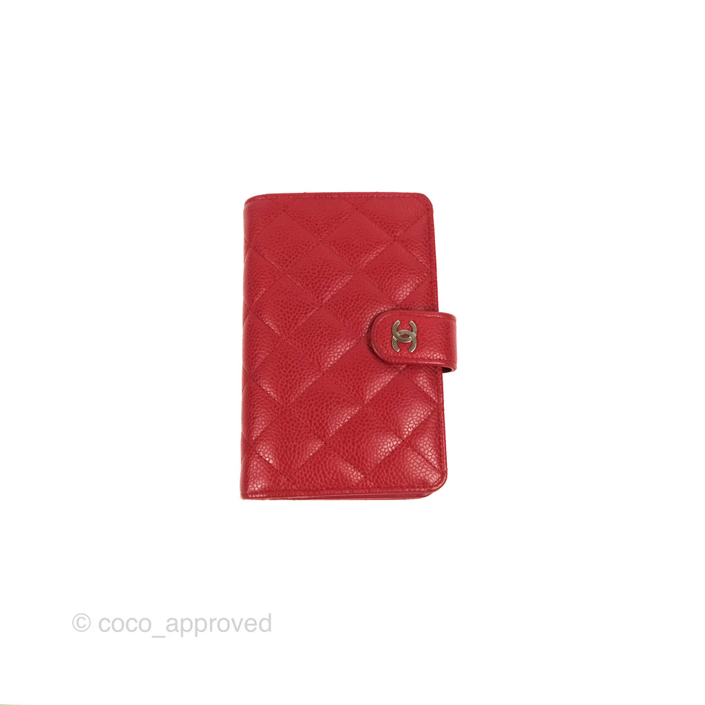 Chanel Classic French Wallet Quilted Red Caviar Silver Hardware