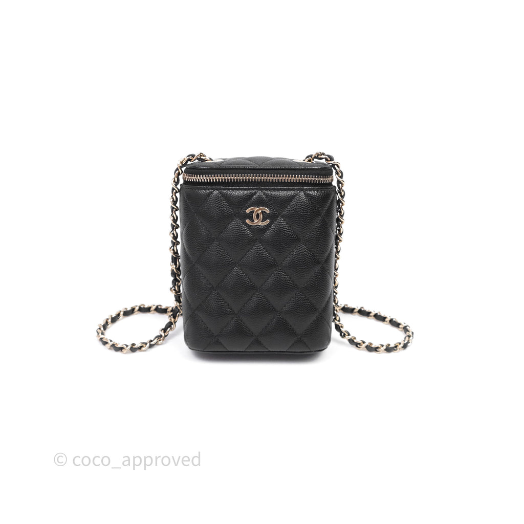 Chanel Classic Mini Vanity With Chain Black Caviar Gold Hardware