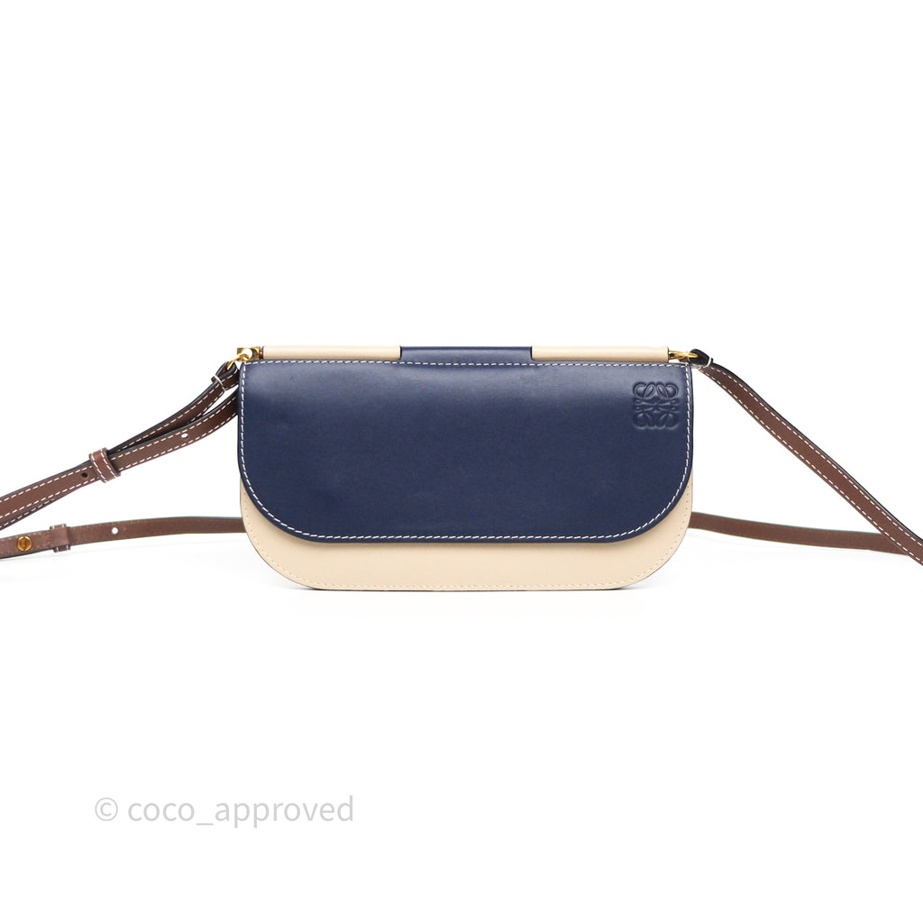 Loewe Gate Pochette Crossbody Bag Beige/ Navy Calfskin