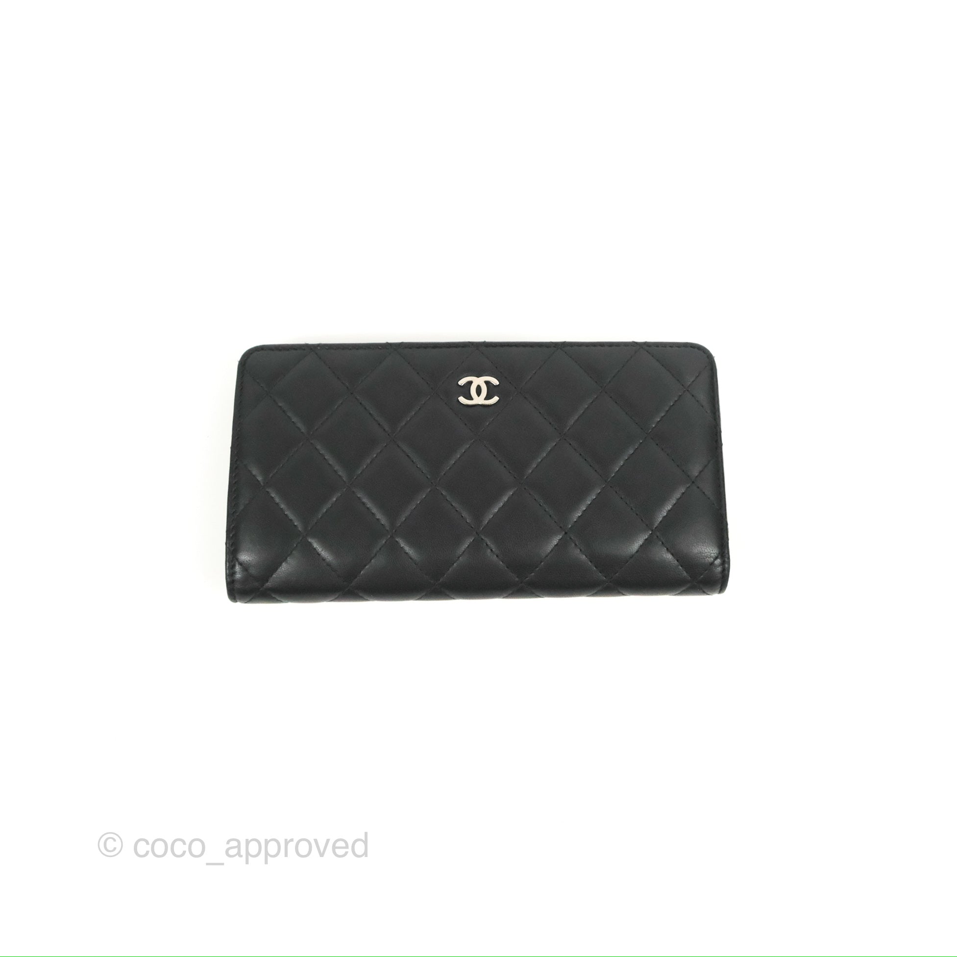 Chanel Classic Flap Wallet Quilted Long Black in Lambskin with