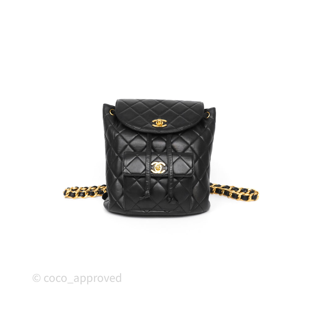 Chanel Vintage CC Duma Backpack Black Lambskin 24K Gold Hardware