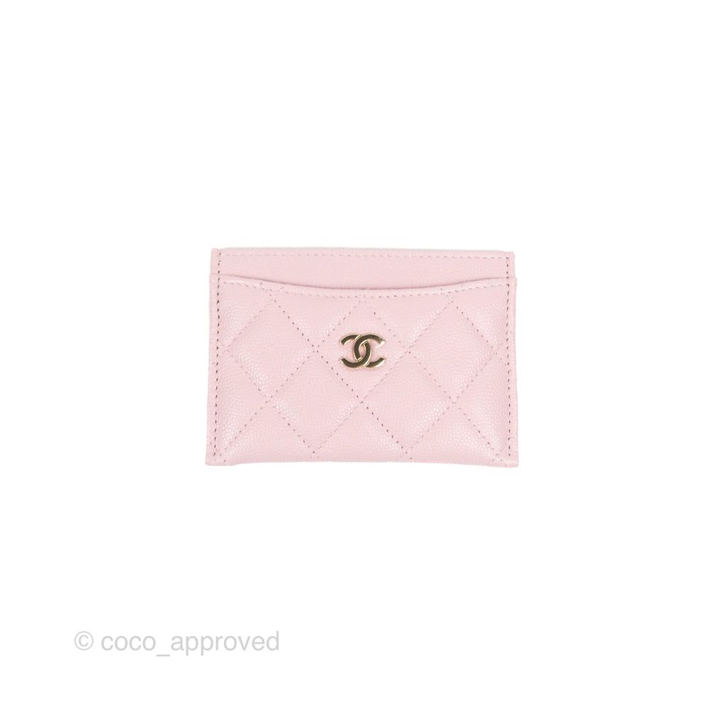 Chanel Classic Flat Card Holder Pink Caviar Gold Hardware