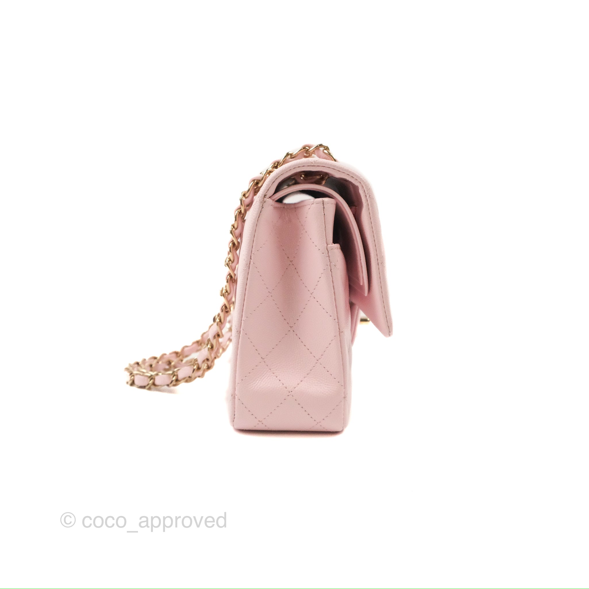 Chanel Classic M/L Medium Flap Quilted Light Pink Caviar Gold Hardware –  Coco Approved Studio