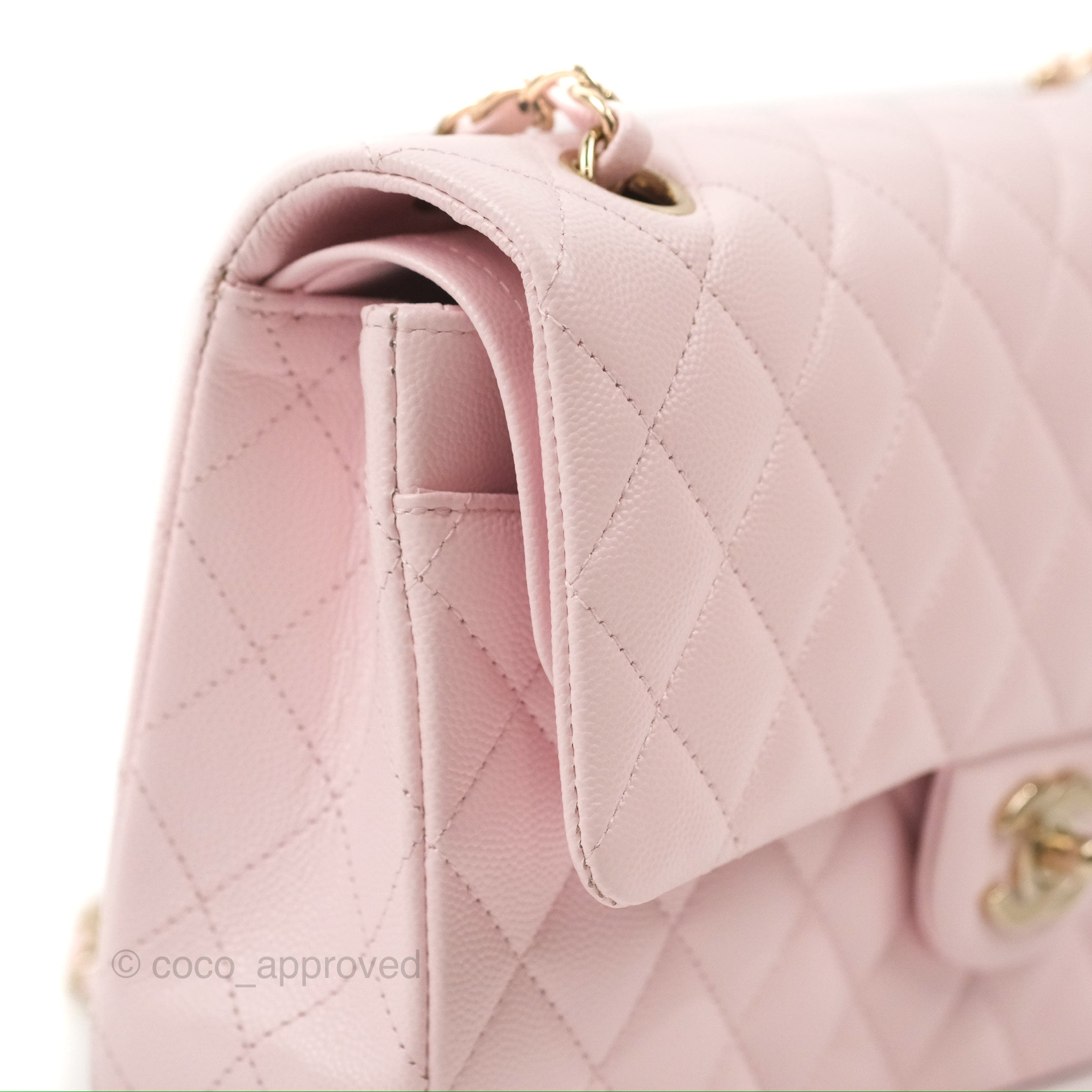 Chanel Medium Classic Double Flap Bag Pink Iridescent Lambskin Silver  Hardware