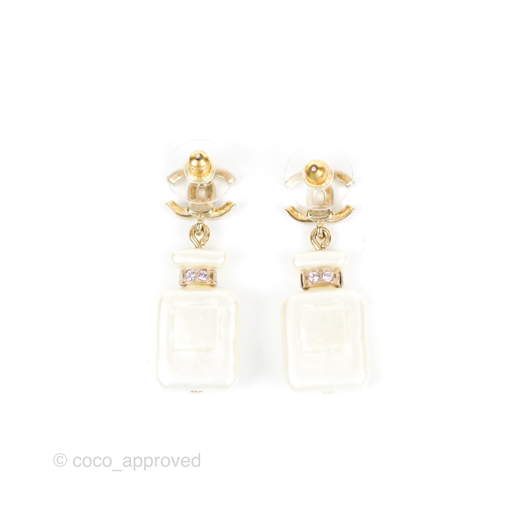 Chanel Gold Metal Resin No. 5 Perfume Bottle CC Drop Earrings, 2005, Drop | Fashion Earrings, Contemporary Jewelry