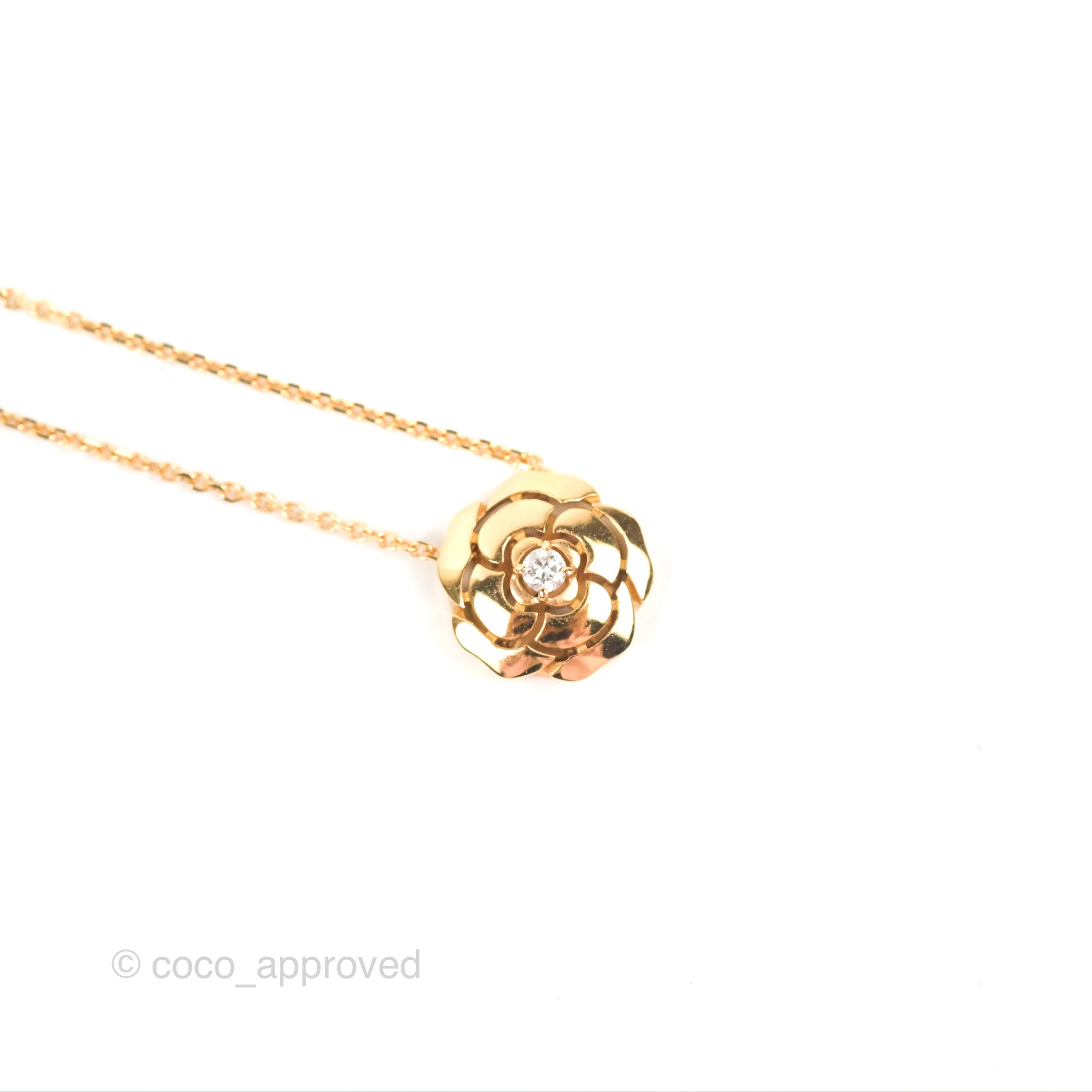 Chanel Extrait de Camélia J11660 Necklace 18k Pink Gold Diamonds