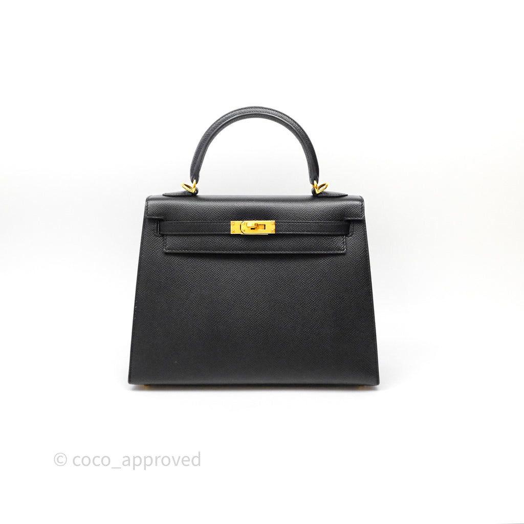 Hermès Kelly 25 Sellier Noir Black 89 Epsom Gold Hardware