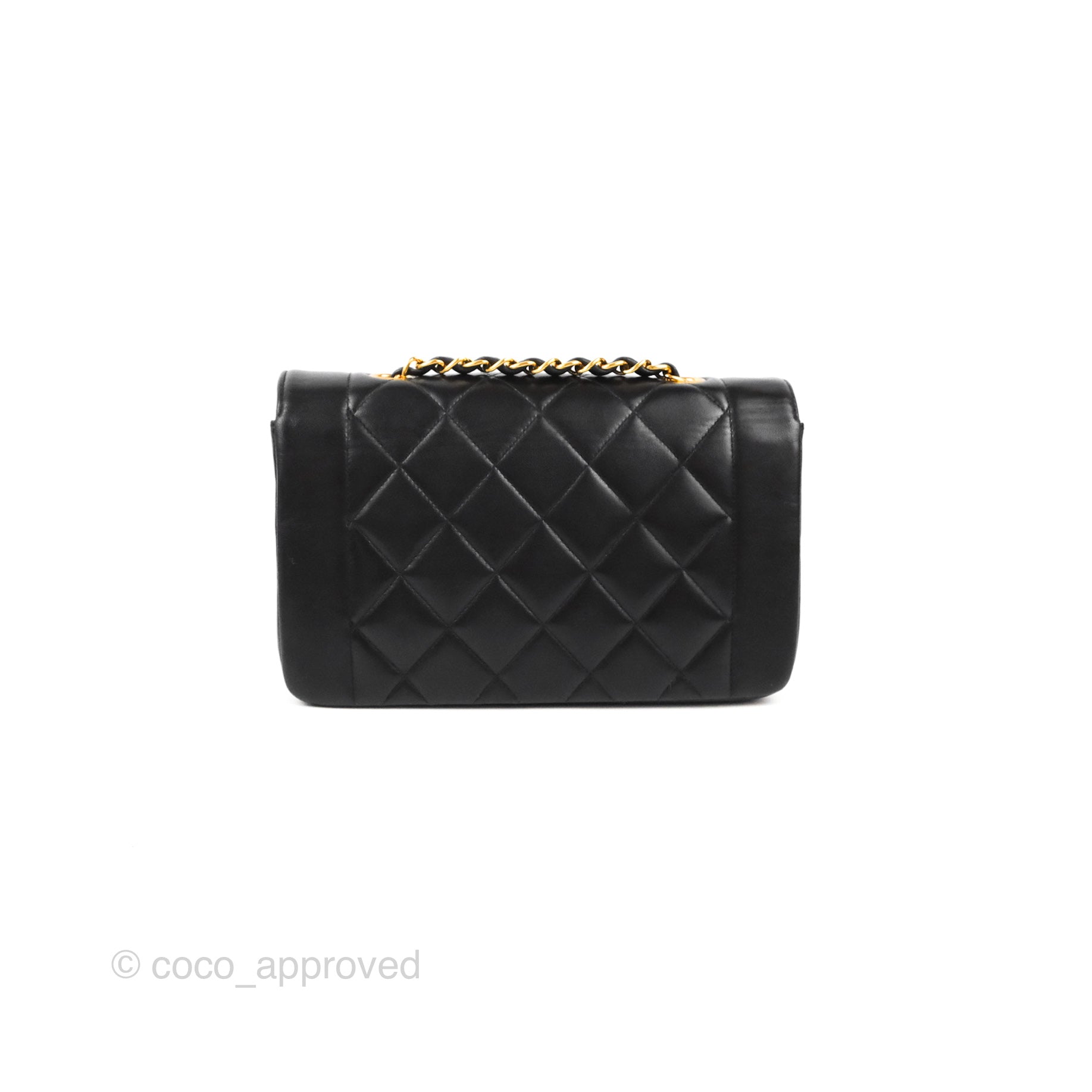 Chanel Vintage Small Quilted Classic Diana Flap Bag Black Lambskin