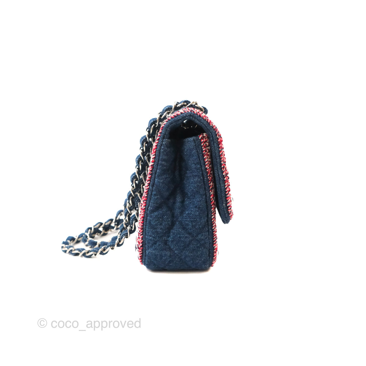 Chanel Classic Flap Bag Dark Blue Denim Braided Silver Hardware 18A – Coco  Approved Studio