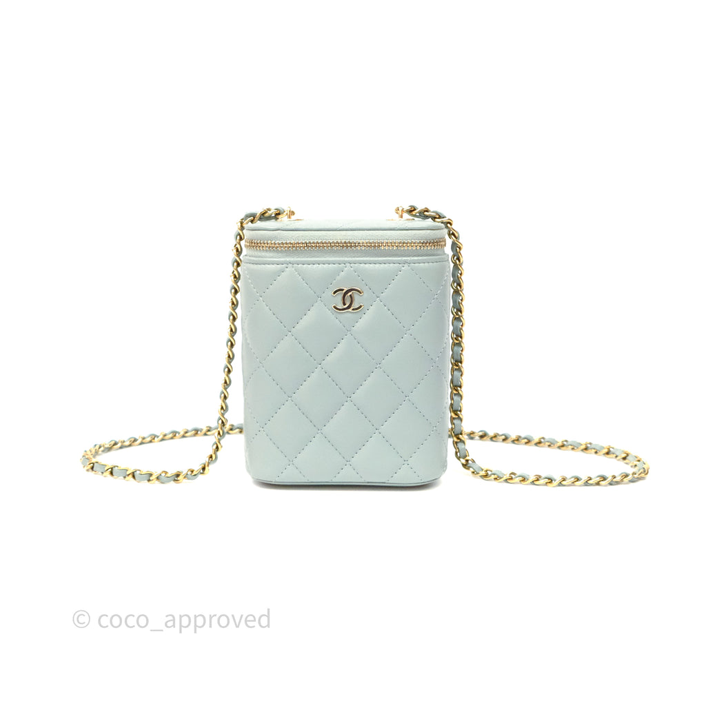 Chanel Classic Mini Vanity With Chain Green Lambskin Gold Hardware