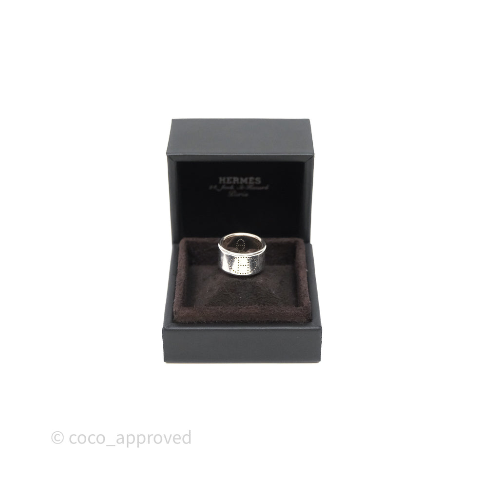 Hermès Eclipse Ruban Ring Silver Tone