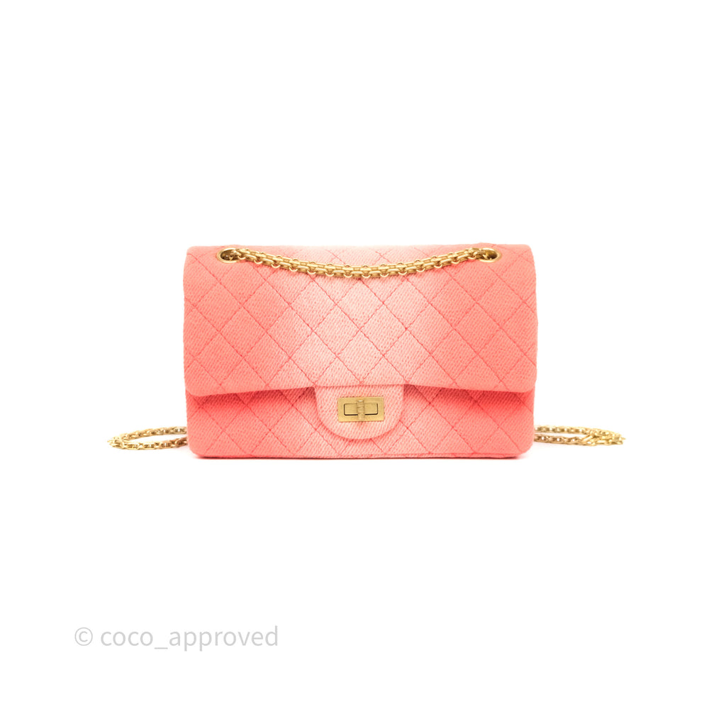Chanel Reissue 225 Quilted Coral Ombre Denim Aged Gold Hardware