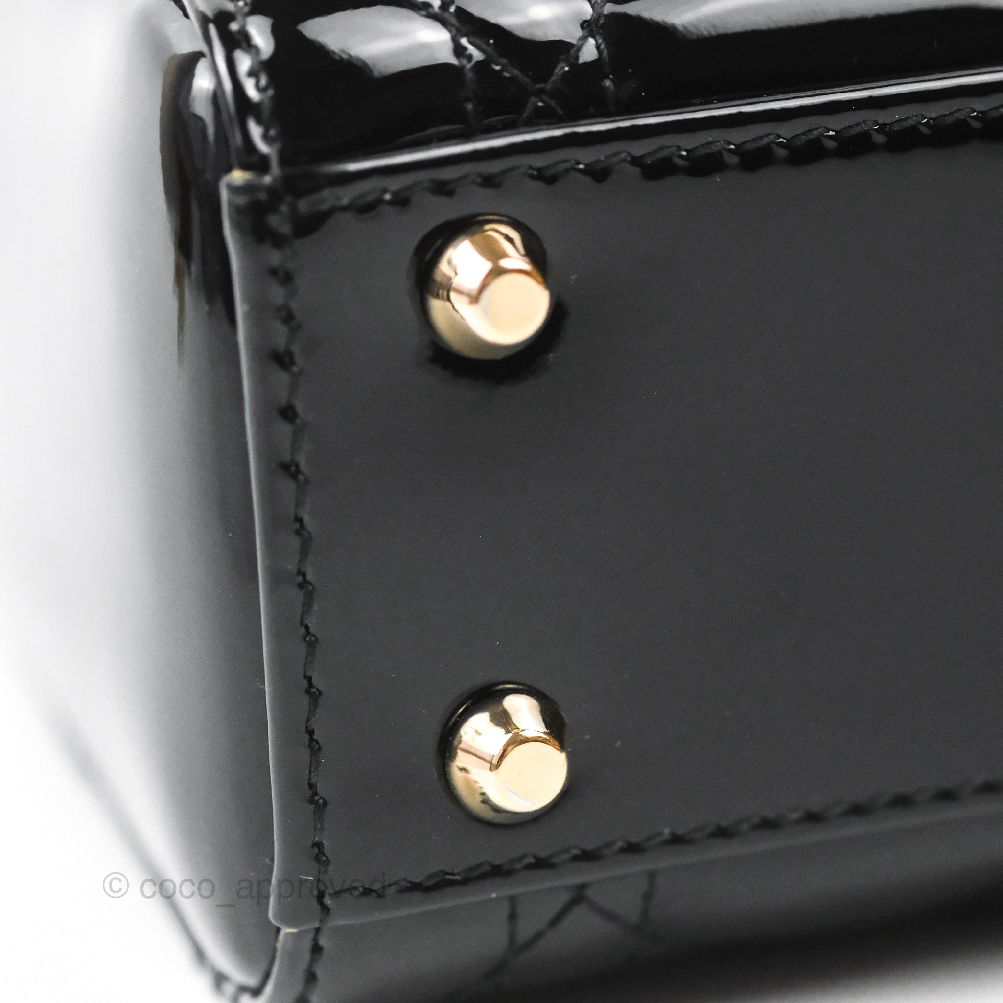 Christian Dior Mini Lady Dior Black Patent Gold Hardware – Coco Approved  Studio