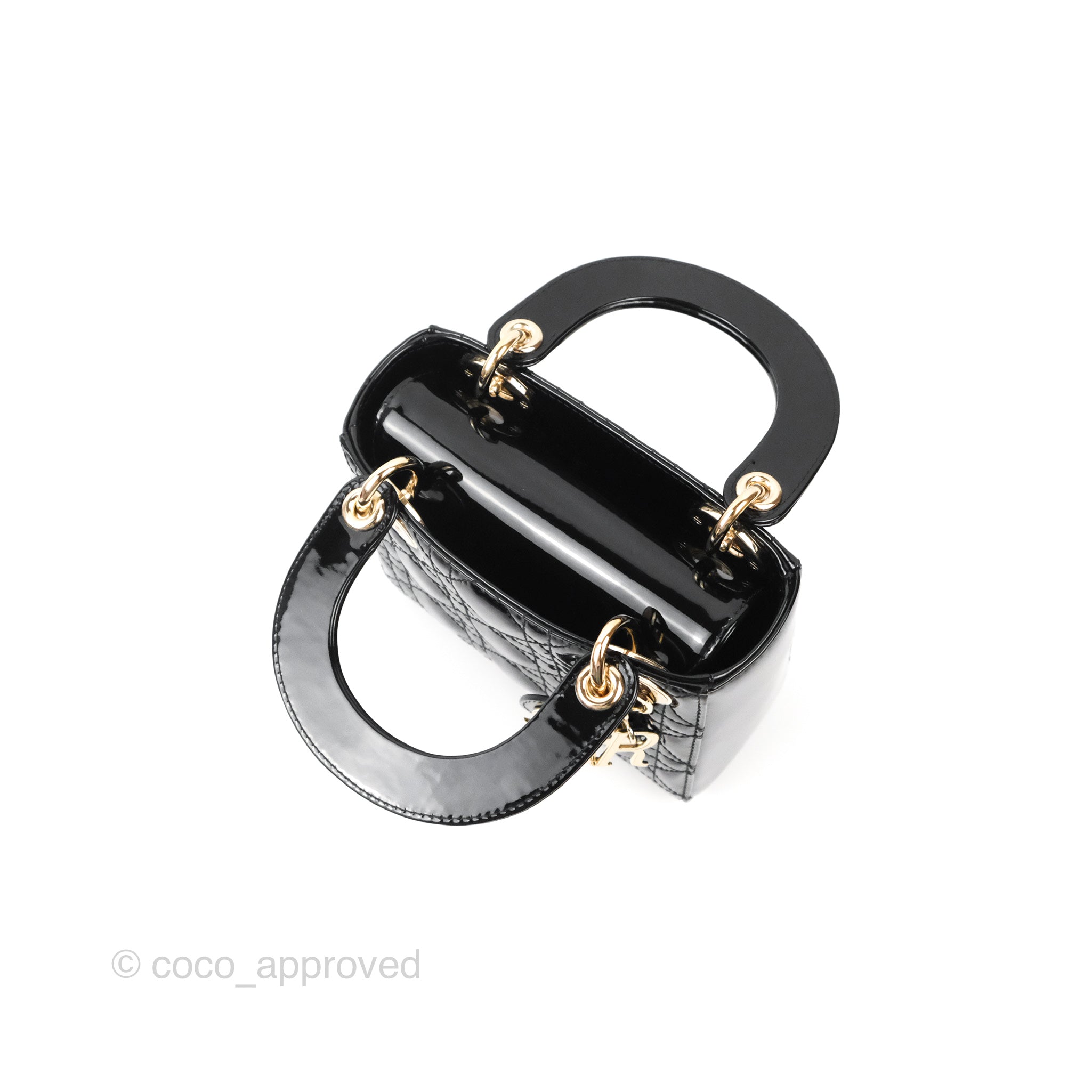 Mini Lady Dior Bag Black Patent Cannage Calfskin