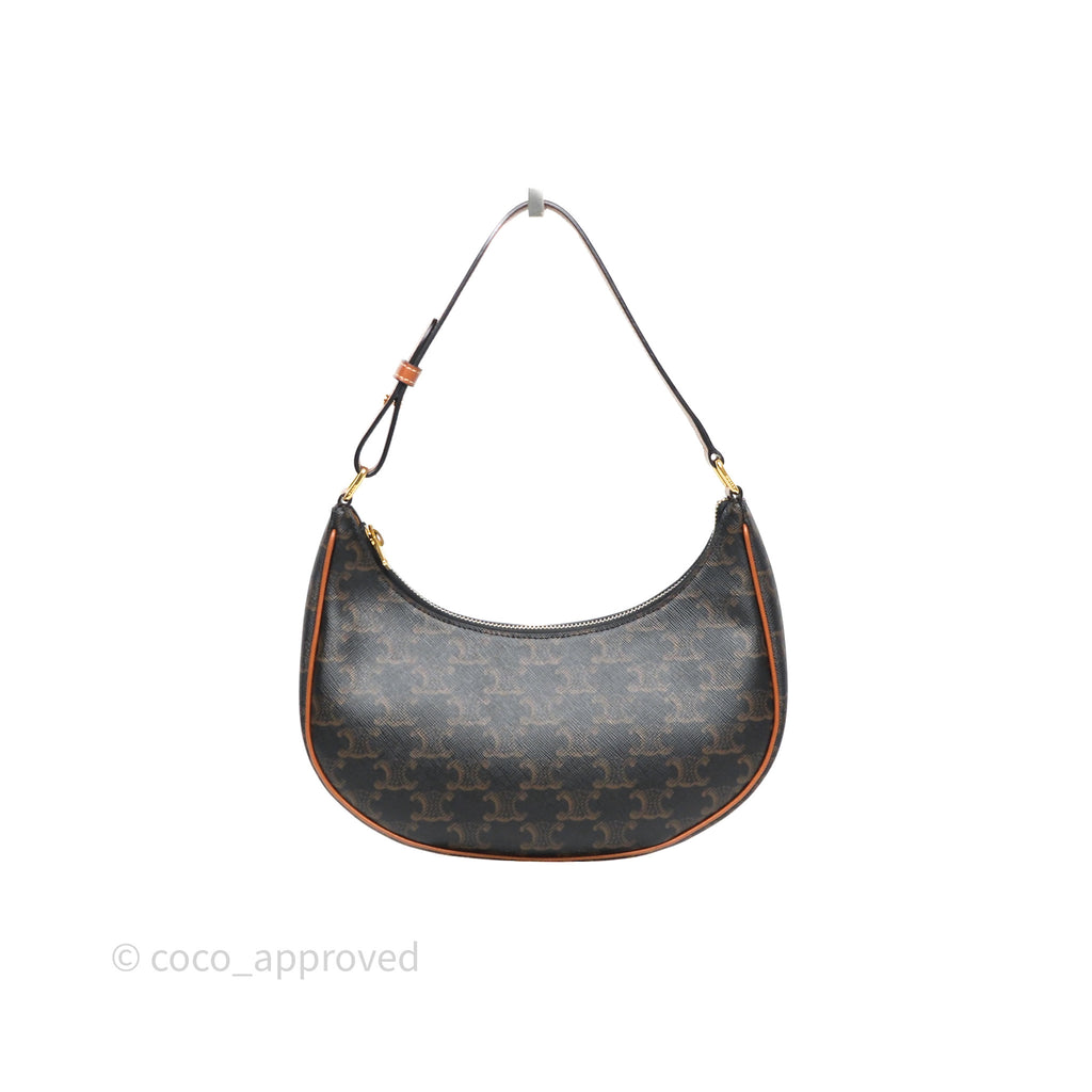 Celine Ava Bag In Triomphe Canvas Calfskin Tan