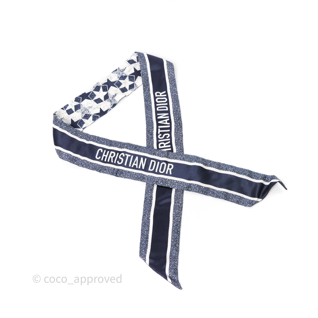 Christian Dior Star Silk Mitzah Scarf Twilly Navy