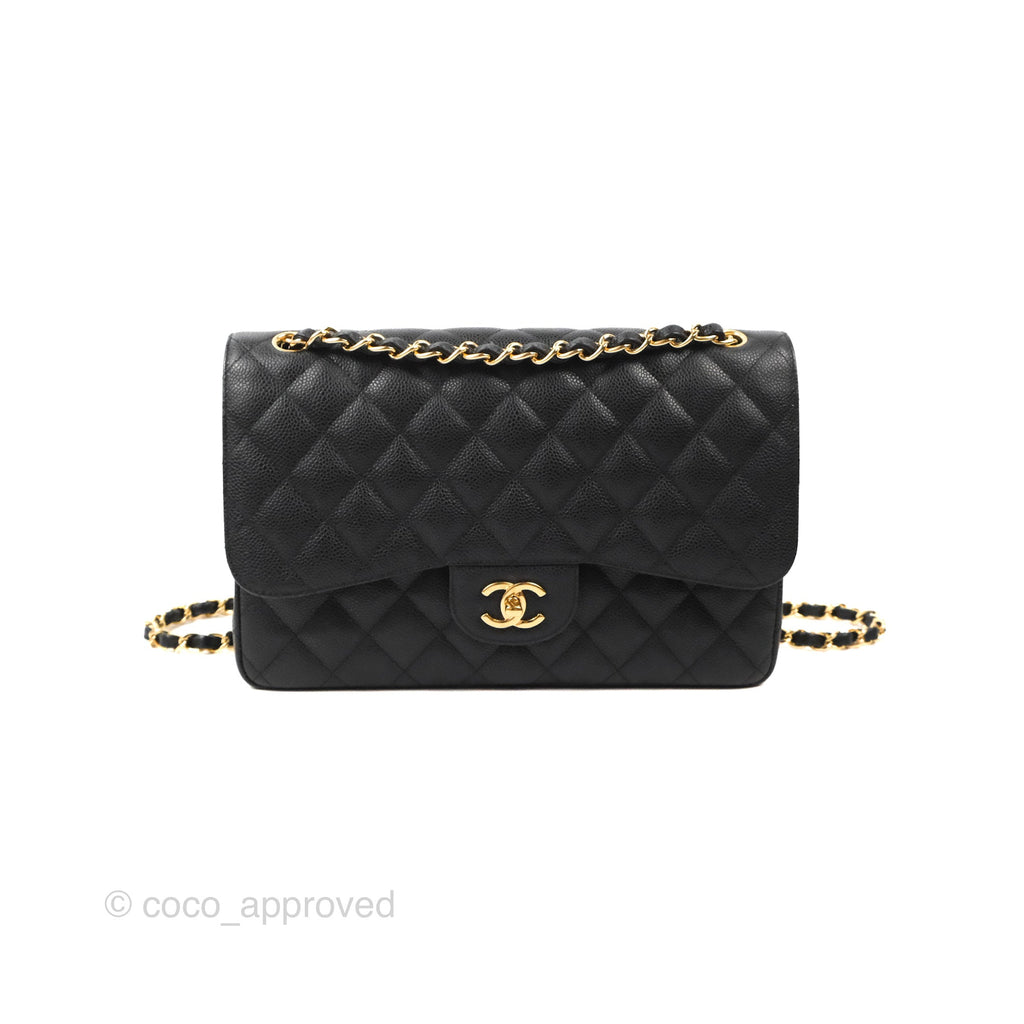 Chanel Jumbo Double Flap Black Caviar Gold Hardware⁣⁣