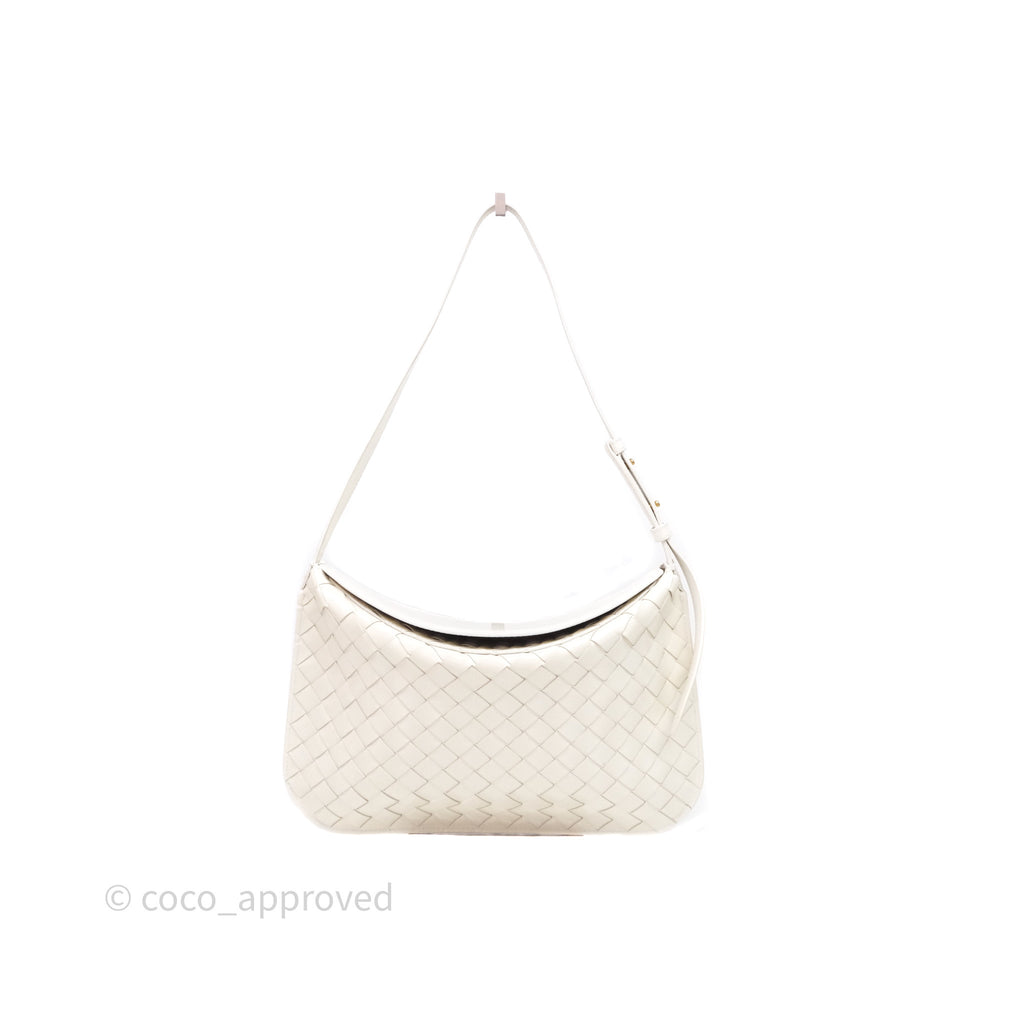 Bottega Veneta Flap Woven Leather White Shoulder Bag
