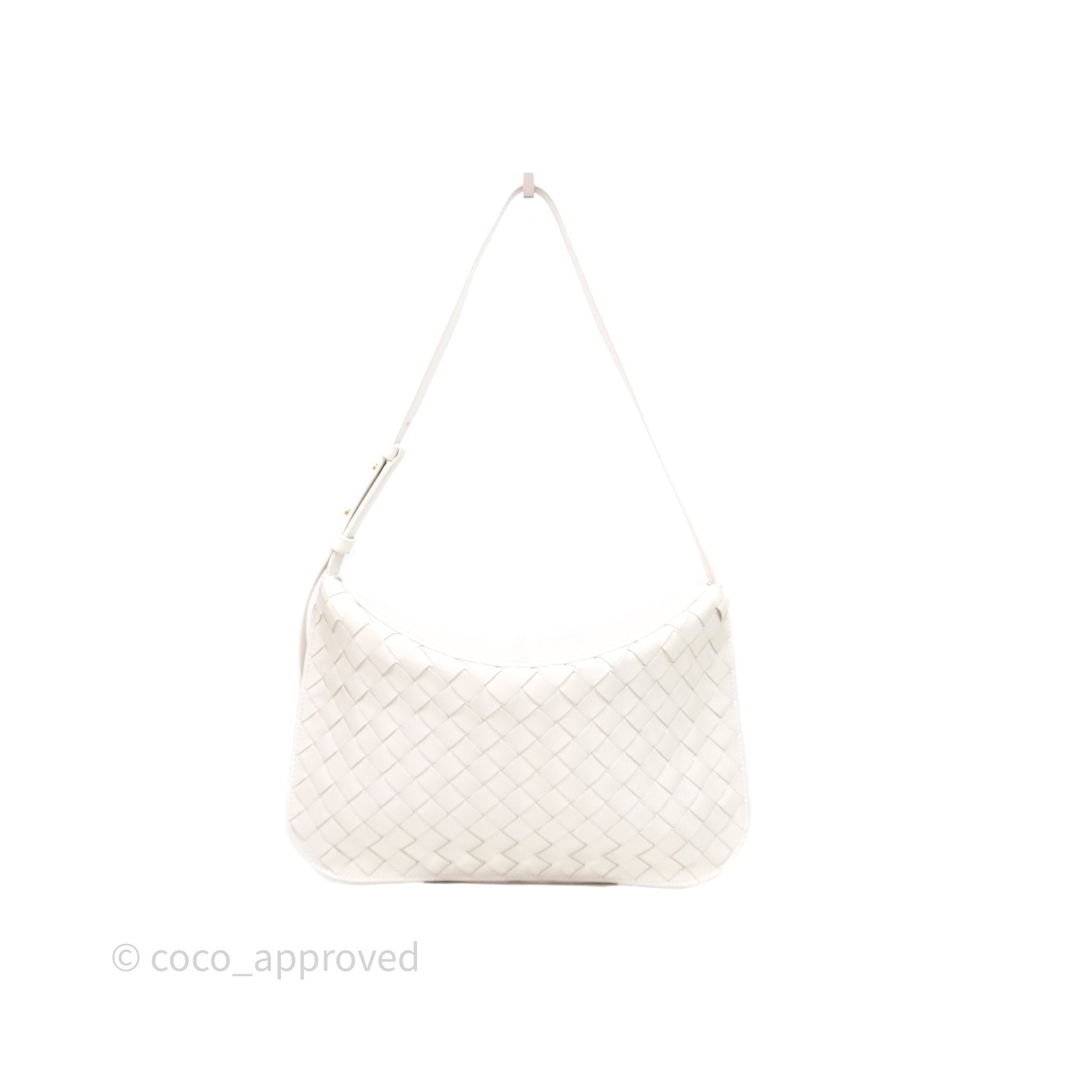 BOTTEGA VENETA ホワイトレザーバッグ Bottega Veneta Flap Woven Leather White Shoulder Bag – Coco