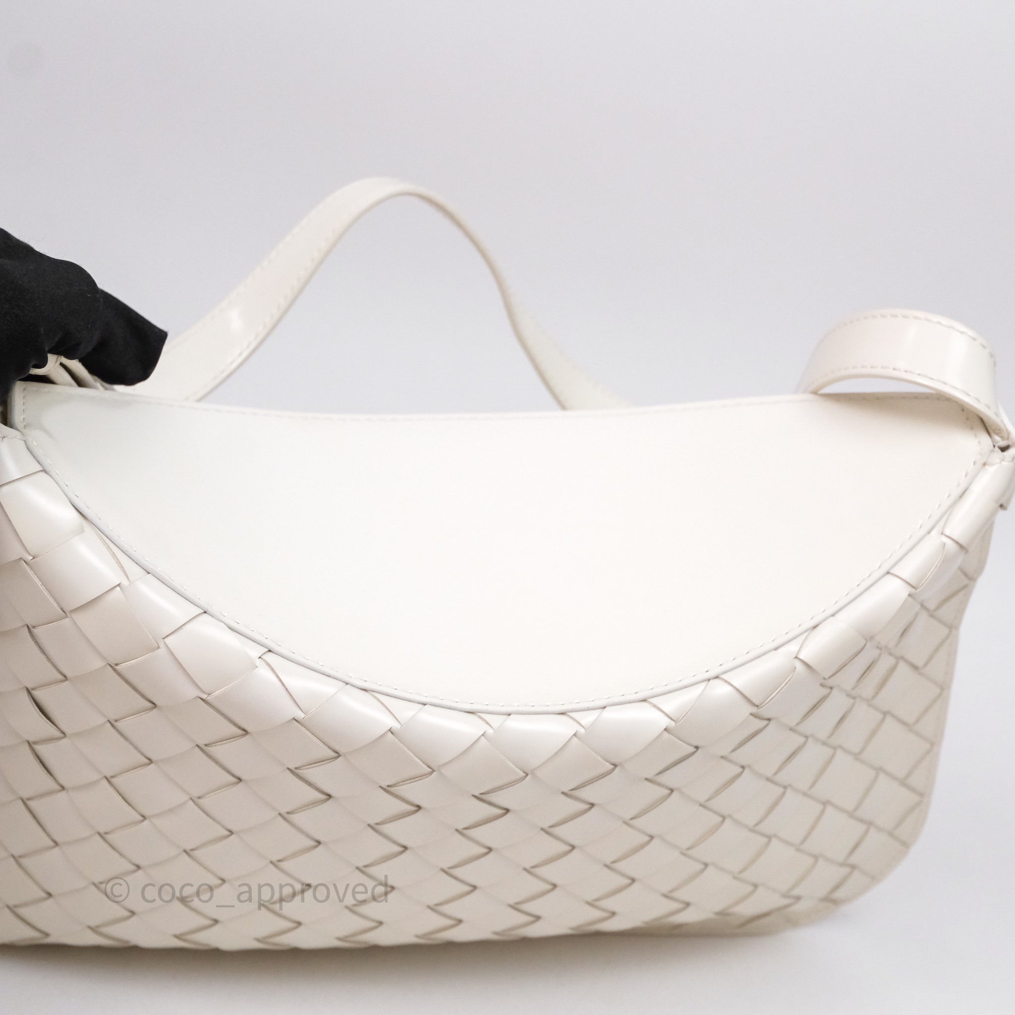 Bottega Veneta Flap Woven Leather White Shoulder Bag – Coco