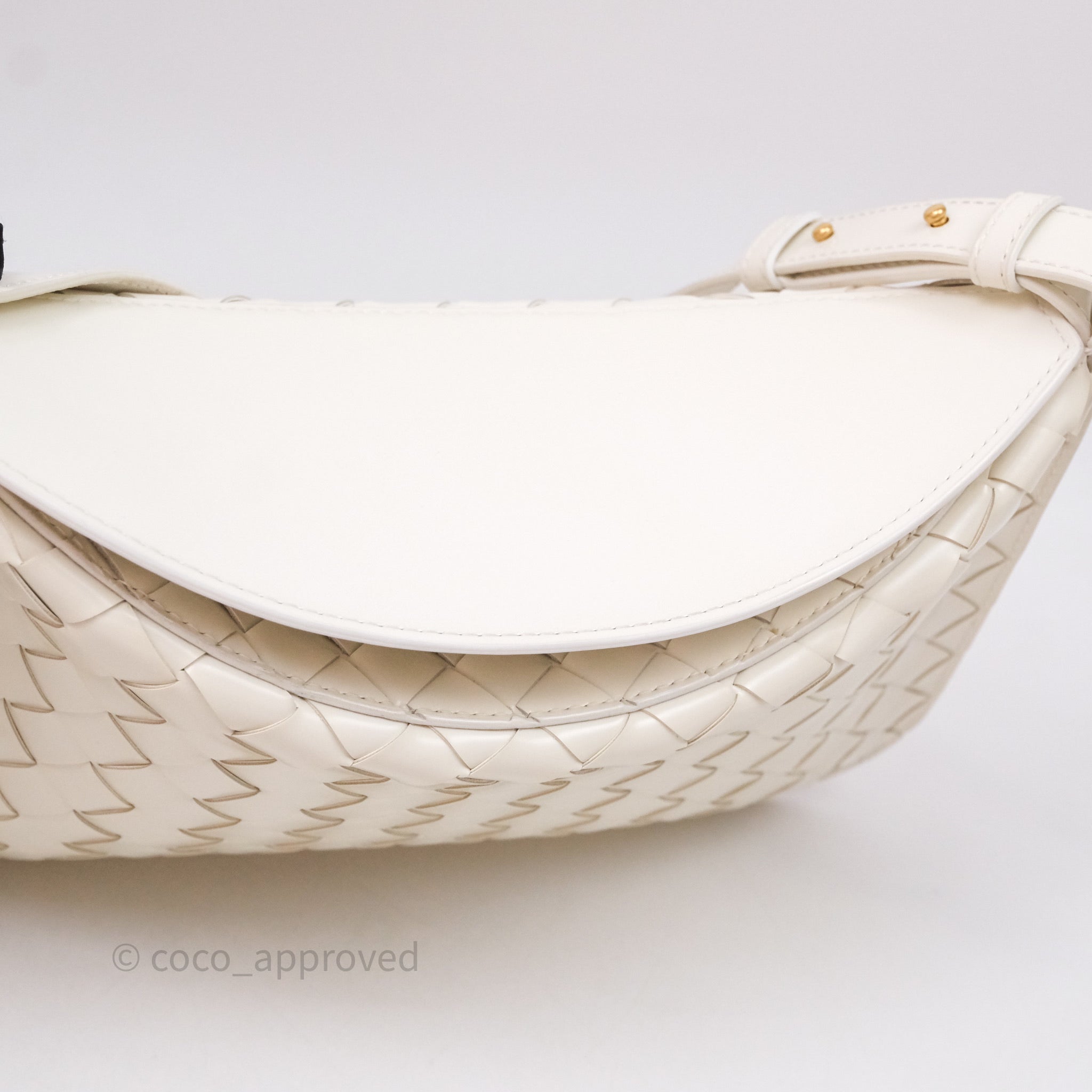 Bottega Veneta Flap Woven Leather White Shoulder Bag – Coco