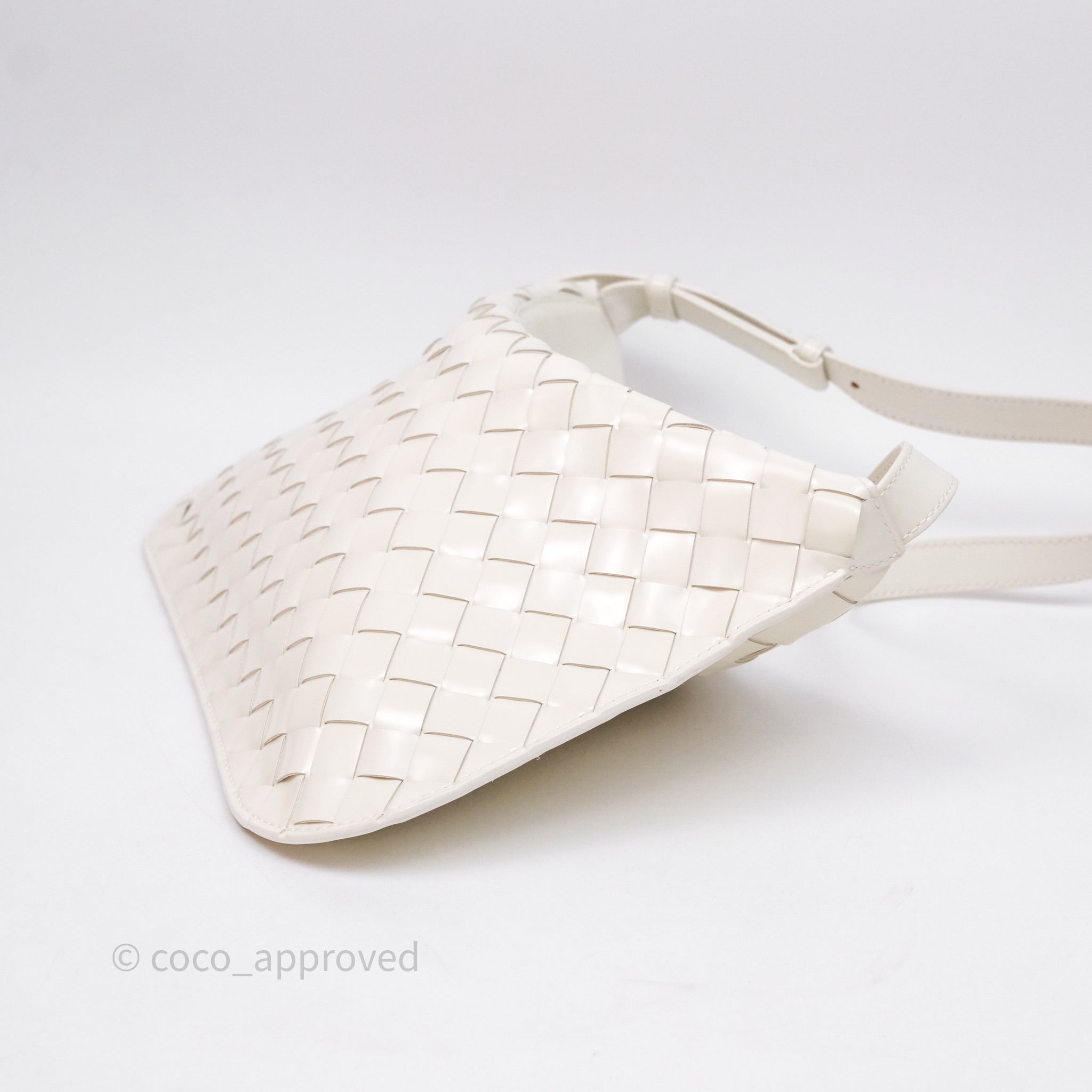 Bottega Veneta Flap Woven Leather White Shoulder Bag – Coco