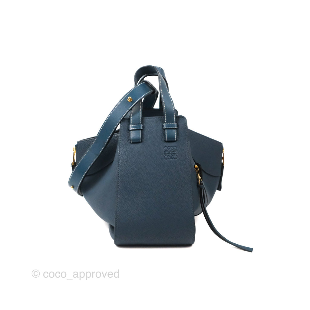 Loewe Hammock Small Shoulder Bag Navy Blue Soft Grained Calfskin