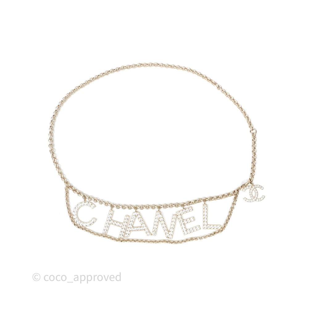 Chanel Crystals Logo Chain Belt Gold Tone 19S