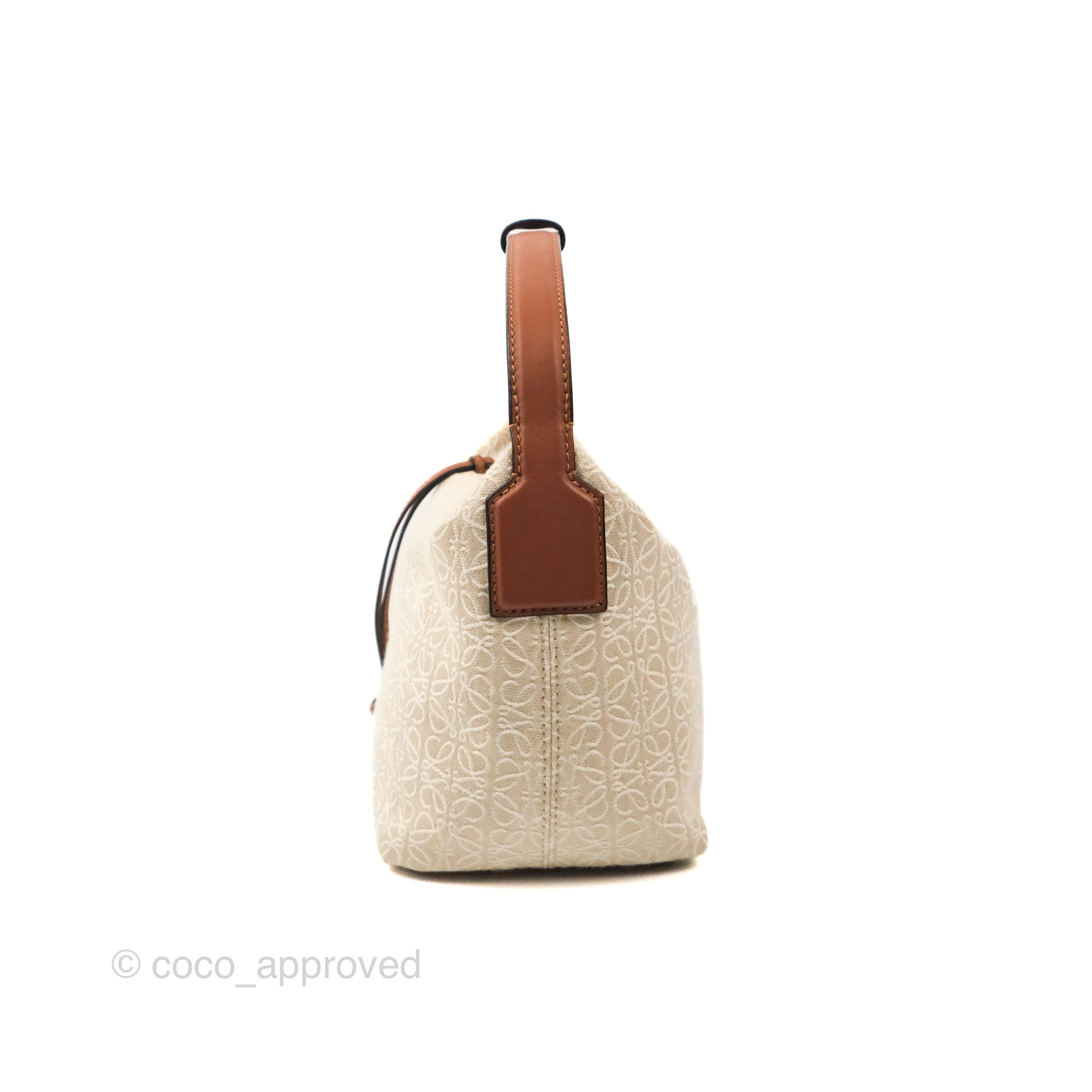 Loewe Small Cubi bag in Anagram Jacquard & Calfskin Ecru/Tan