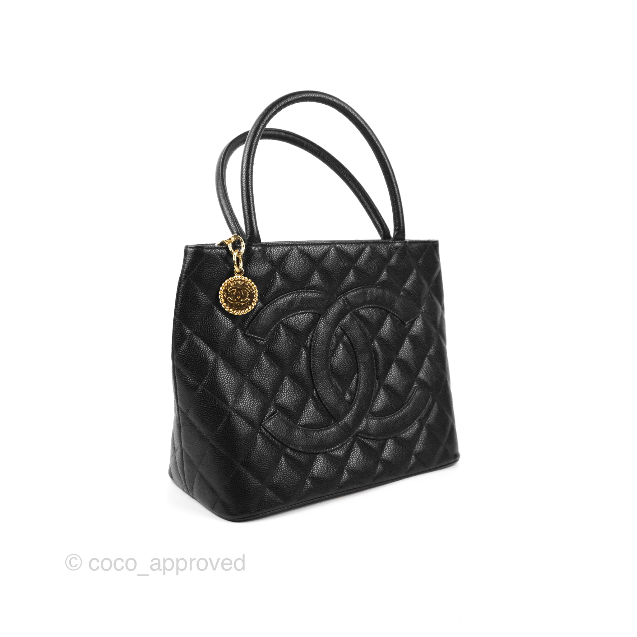 Chanel Vintage Medallion CC Tote Bag Black Caviar Gold Hardware – Coco  Approved Studio