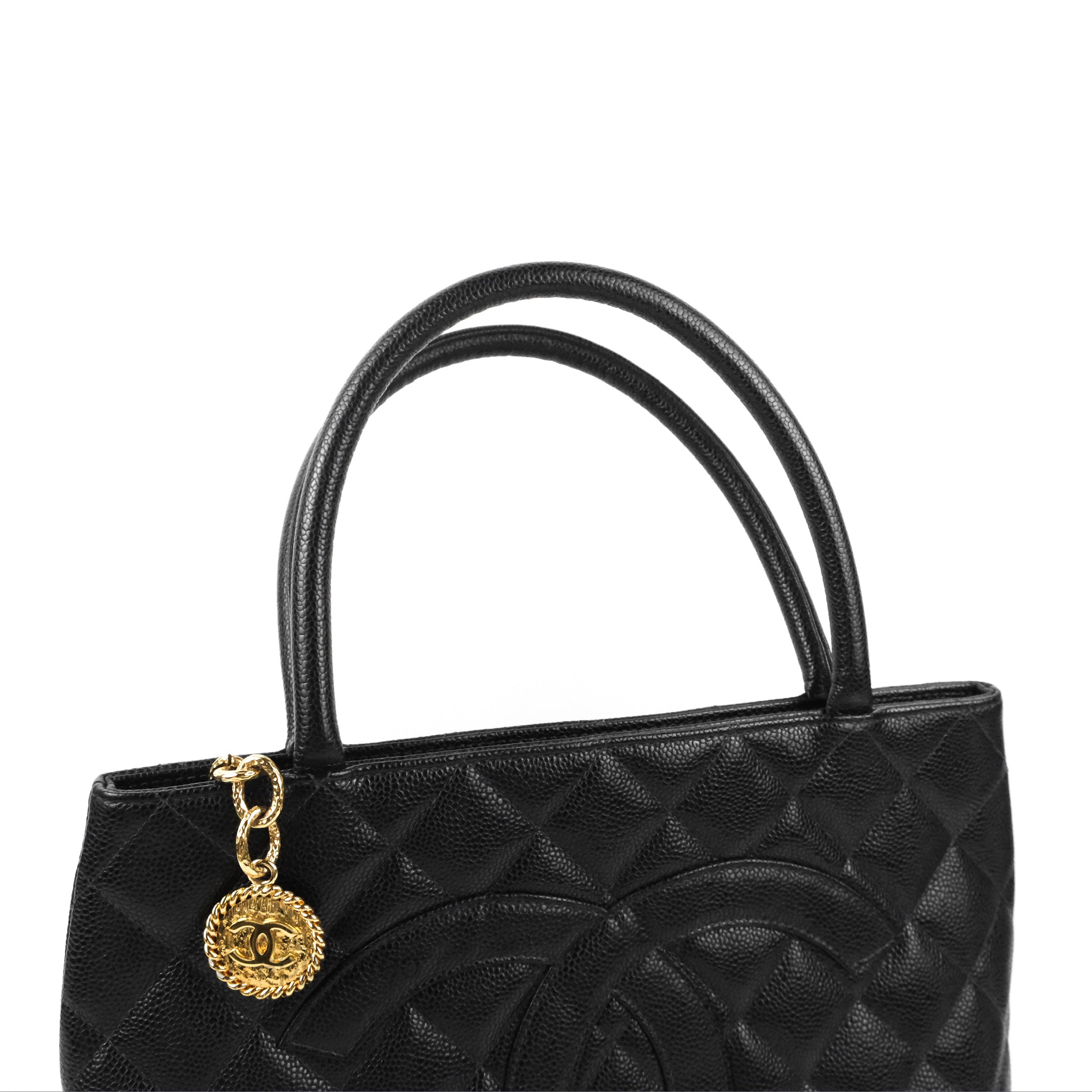 Chanel Vintage - Caviar Medallion Tote Bag - Black - Caviar Leather Handbag  - Luxury High Quality