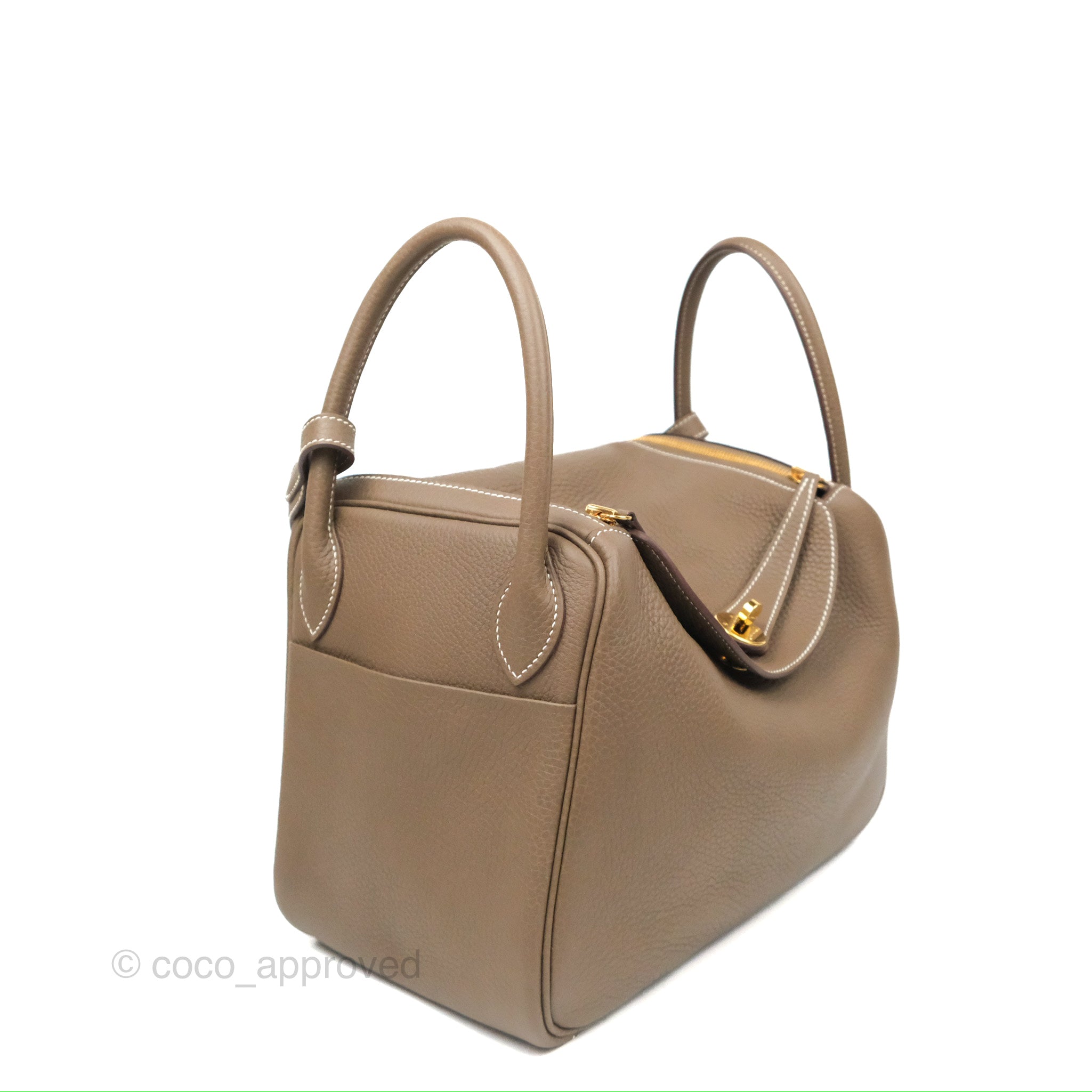 HERMES Taurillon Clemence Lindy 30 Gold 141844