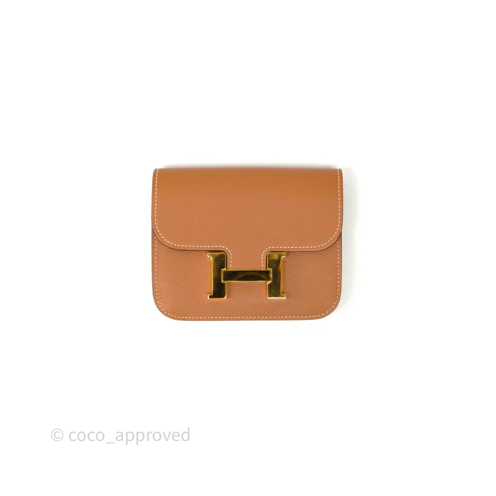 Hermès Constance Slim Wallet Gold 37 Evercolor Gold Hardware