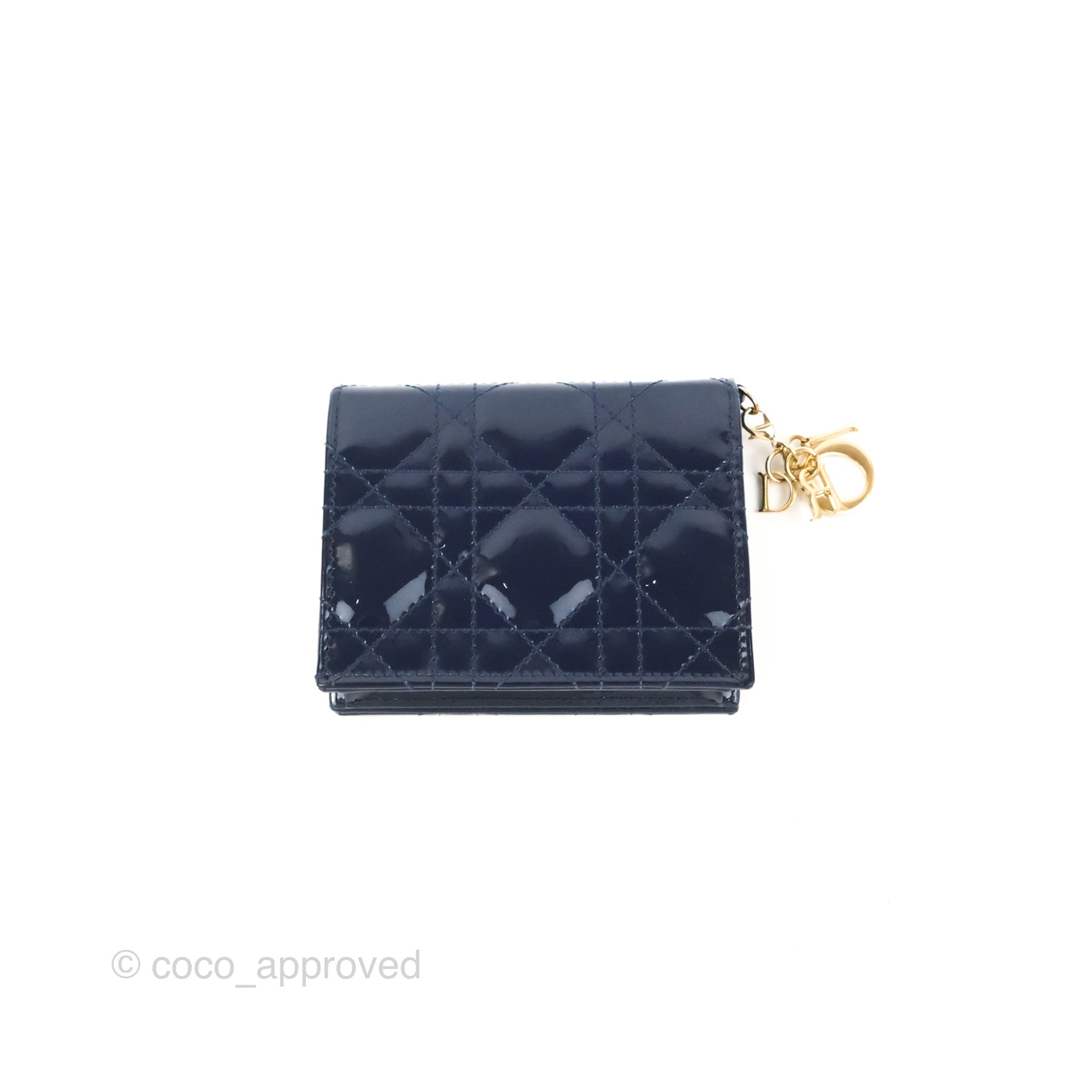Lady Dior Flap Card Holder Cloud Blue Patent Cannage Calfskin