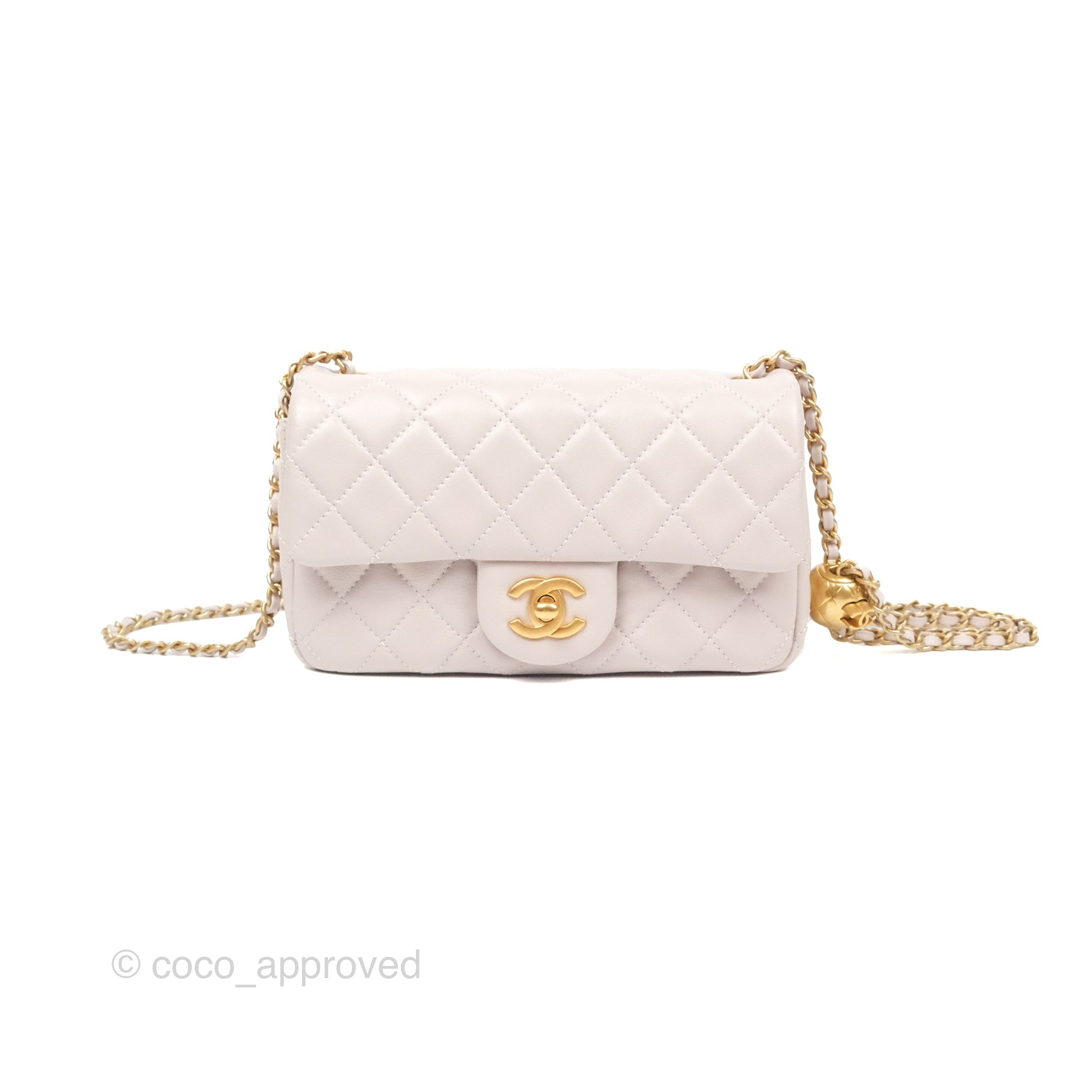 Chanel Mini Rectangular Pearl Crush Light Lilac Lambskin Aged Gold Har –  Coco Approved Studio