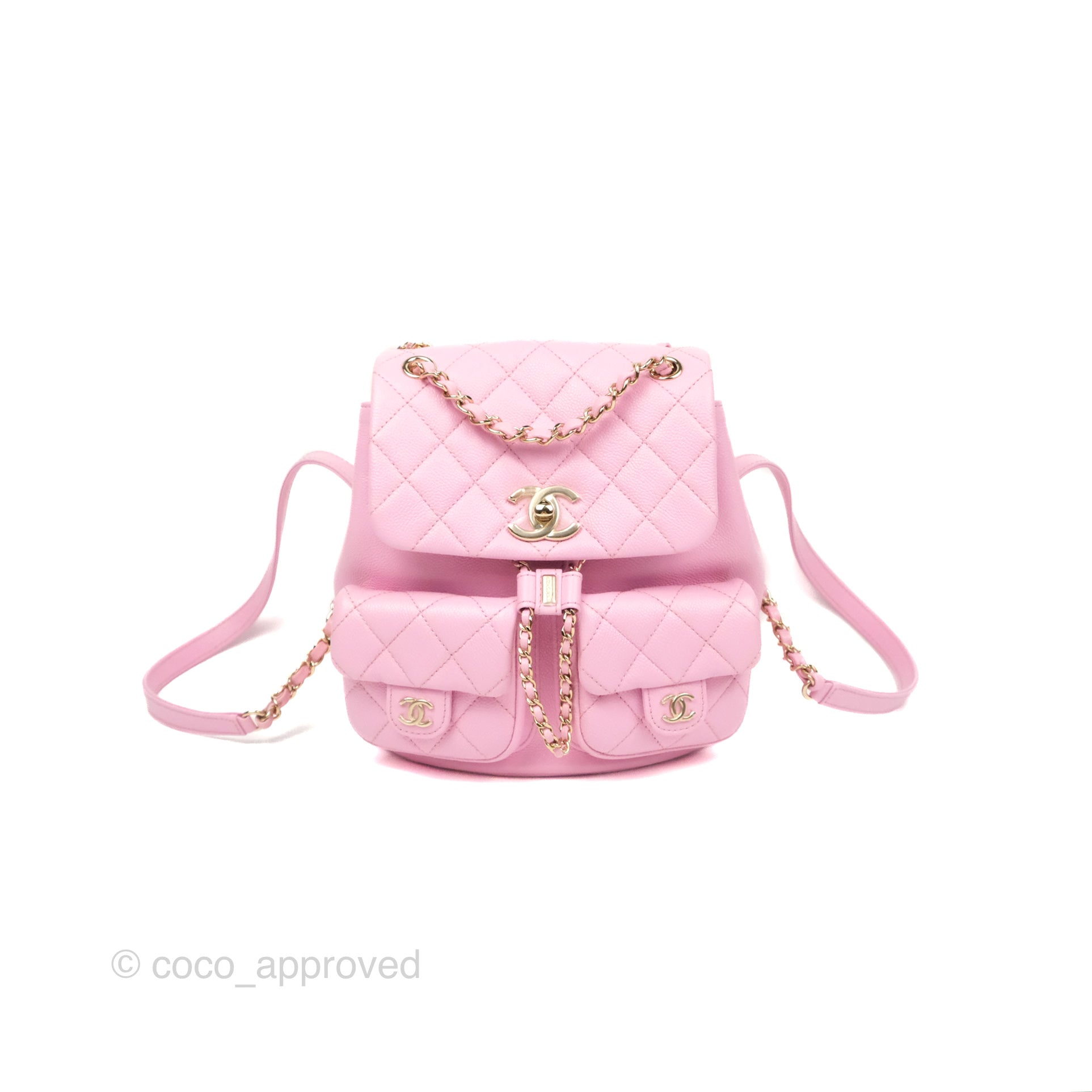 Chanel Duma Backpack Medium Pink Caviar Gold Hardware 23P Coco Approved Studio