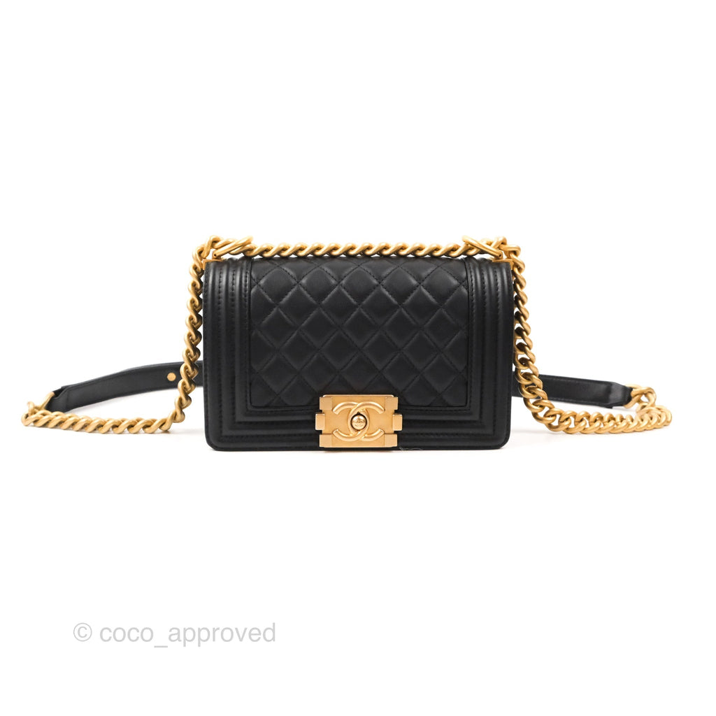 Chanel Small Boy Black Calfskin Gold Hardware