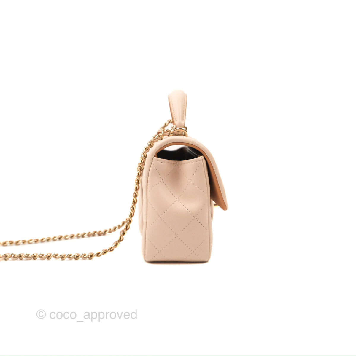 Chanel Top Handle Mini Rectangular Flap Bag Ecru/Beige Lambskin Gold H ...