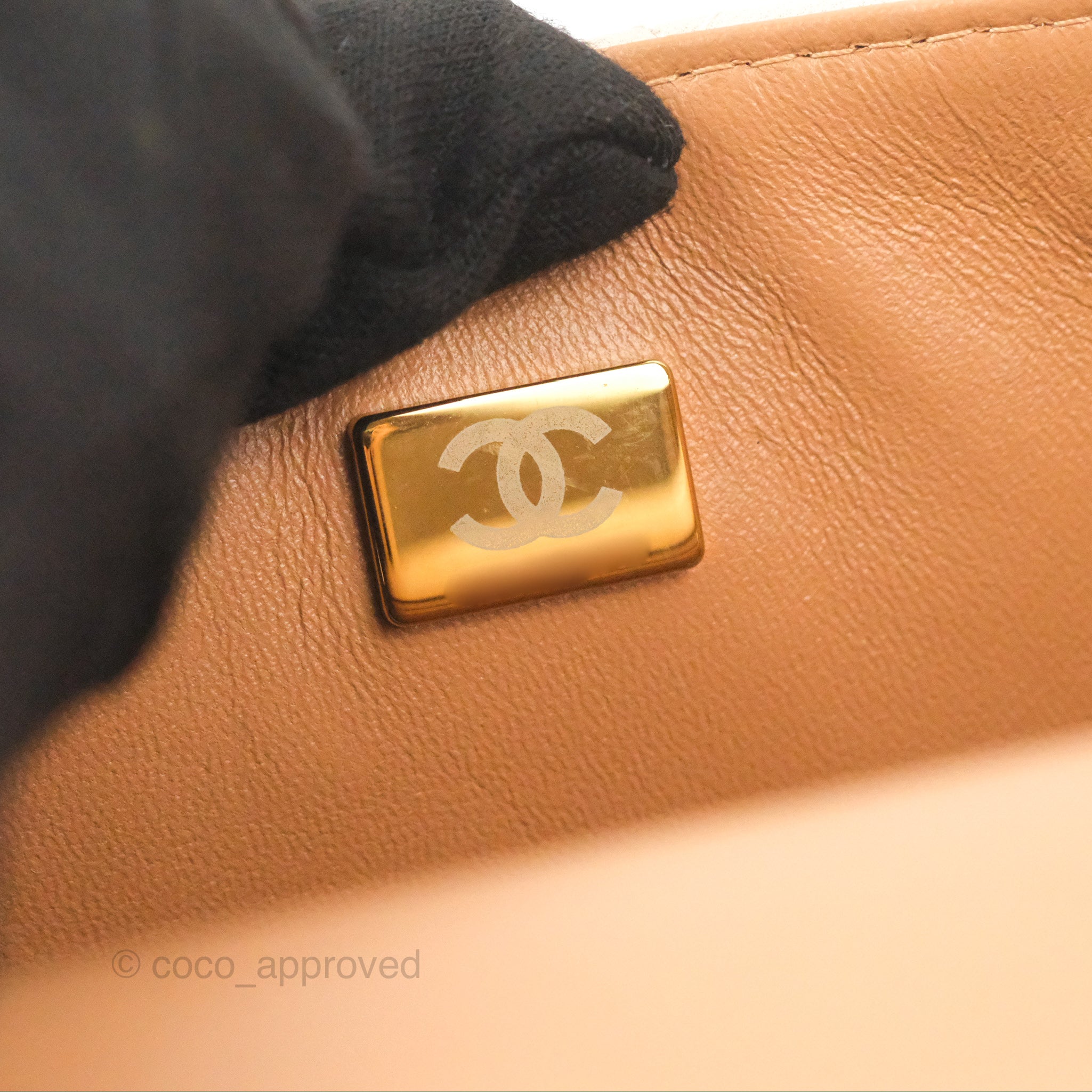 Chanel Mini Rectangular Top Handle 23P Bi-color Ecru Caramel Lambskin Light  Gold Hardware
