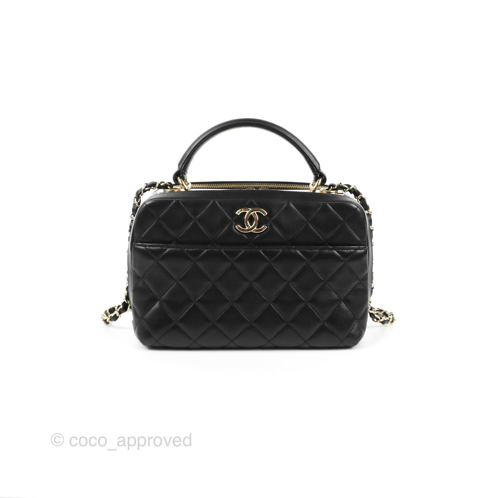 Chanel Quilted Small Trendy CC Bowling Bag Black Lambskin Gold Hardware