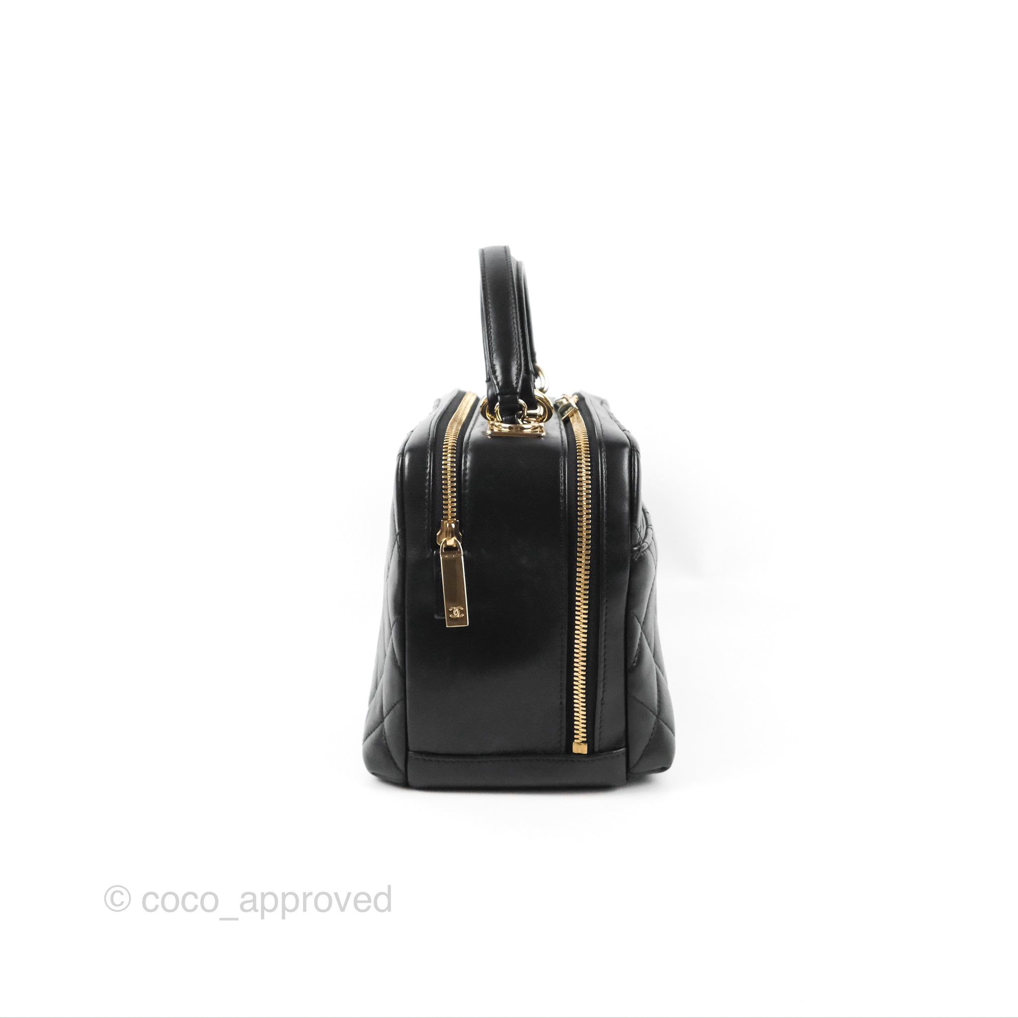 Chanel Quilted Small Trendy CC Bowling Bag Black Lambskin Gold Hardwar – Coco  Approved Studio