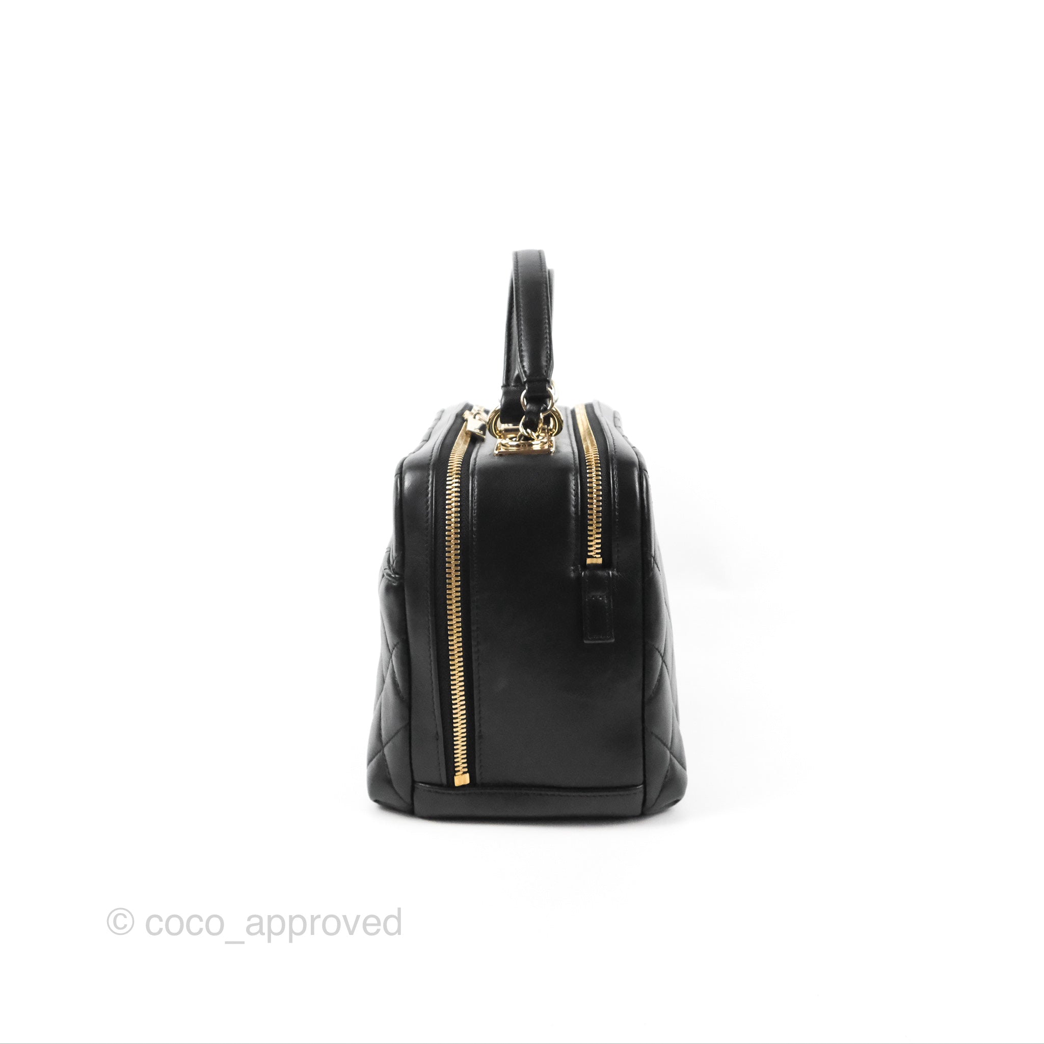 Chanel Bowling bag schwarz Leder Gold Hardware