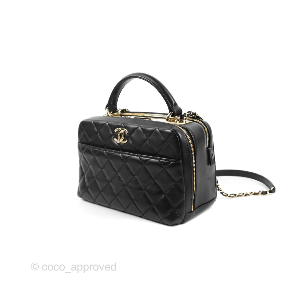 Chanel Quilted Small Trendy CC Bowling Bag Black Lambskin Gold Hardware