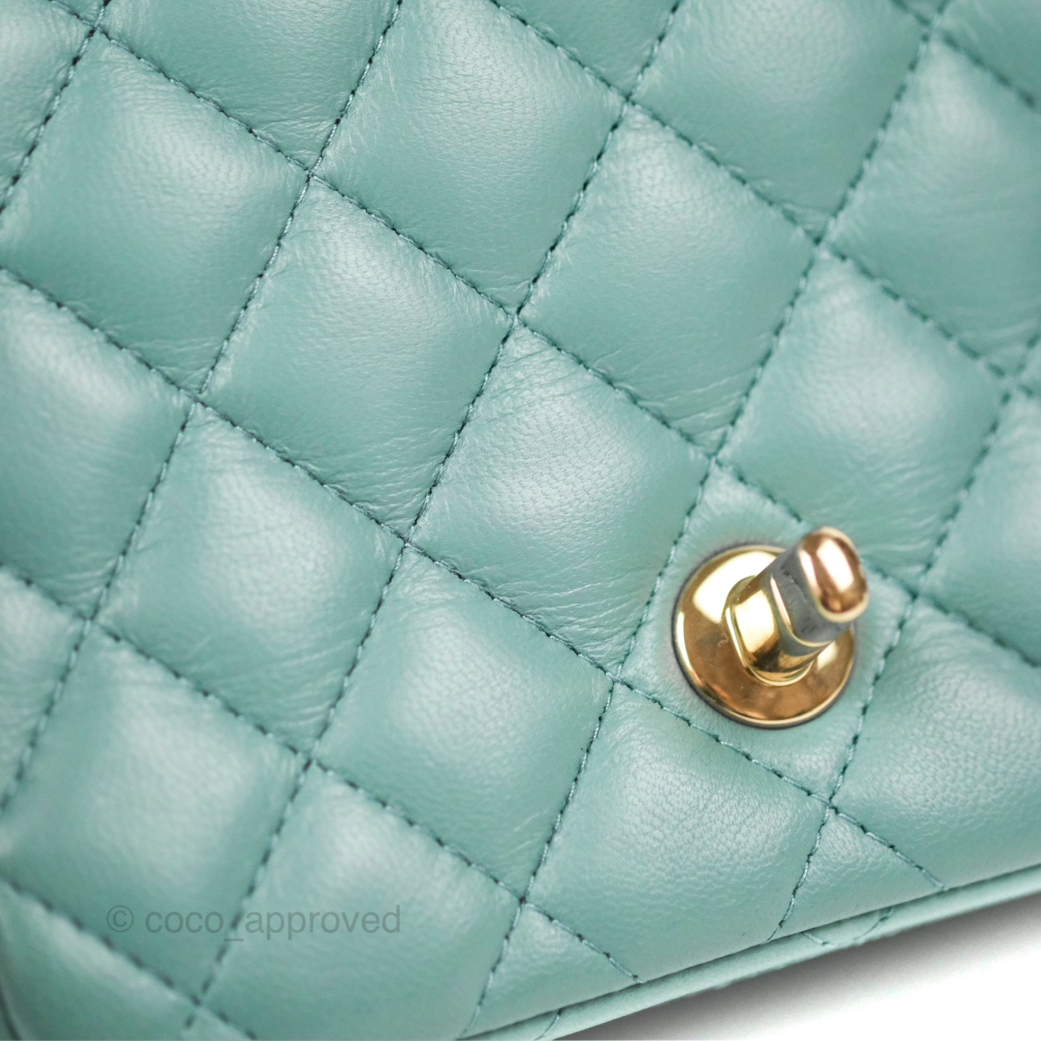 Chanel Quilted Mini Square Sky Blue Lambskin Gold Hardware 21C – Coco  Approved Studio